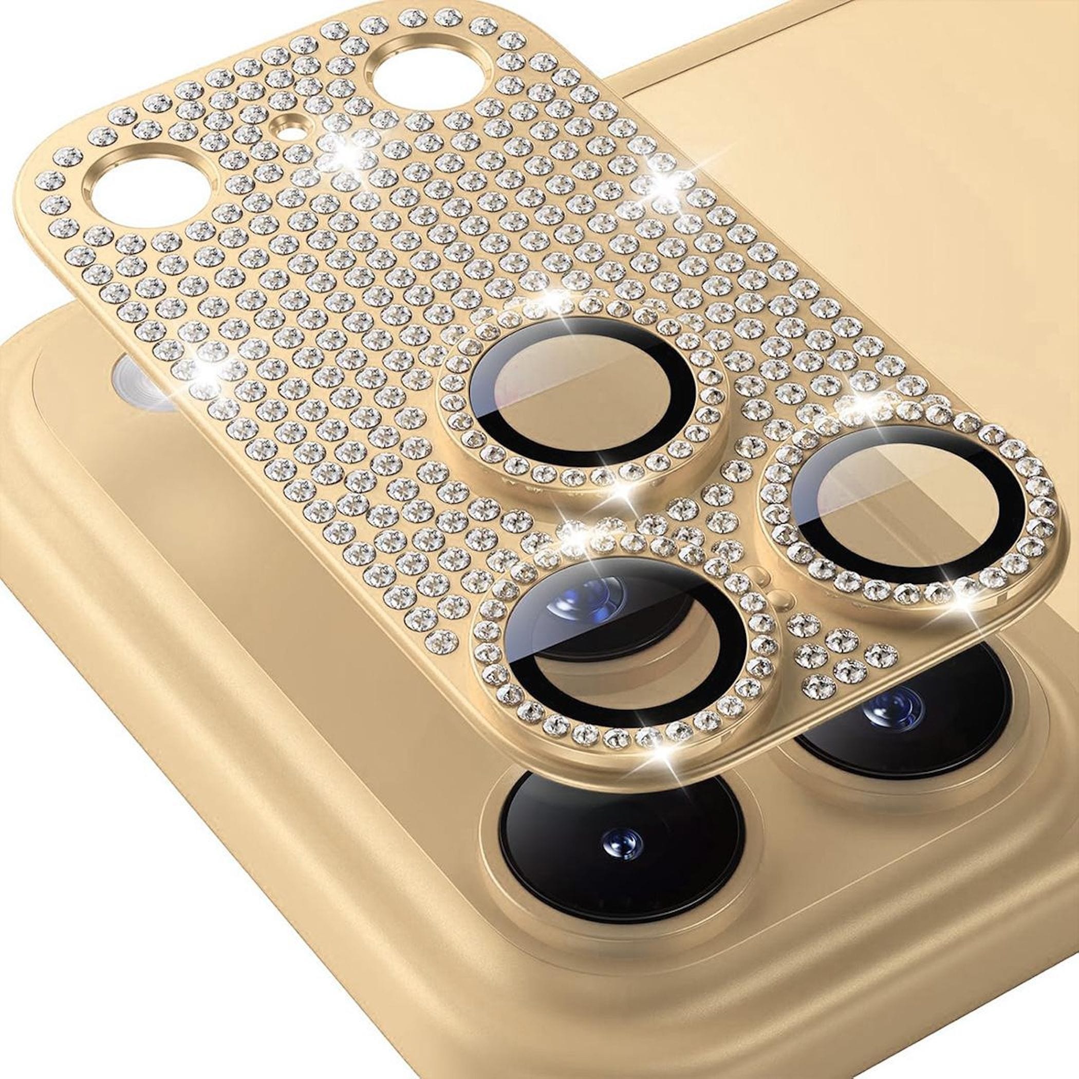 F&uuml;r Apple iPhone 17 Pro Kamera Diamant Design Schutz Metall Gold - Bild 1