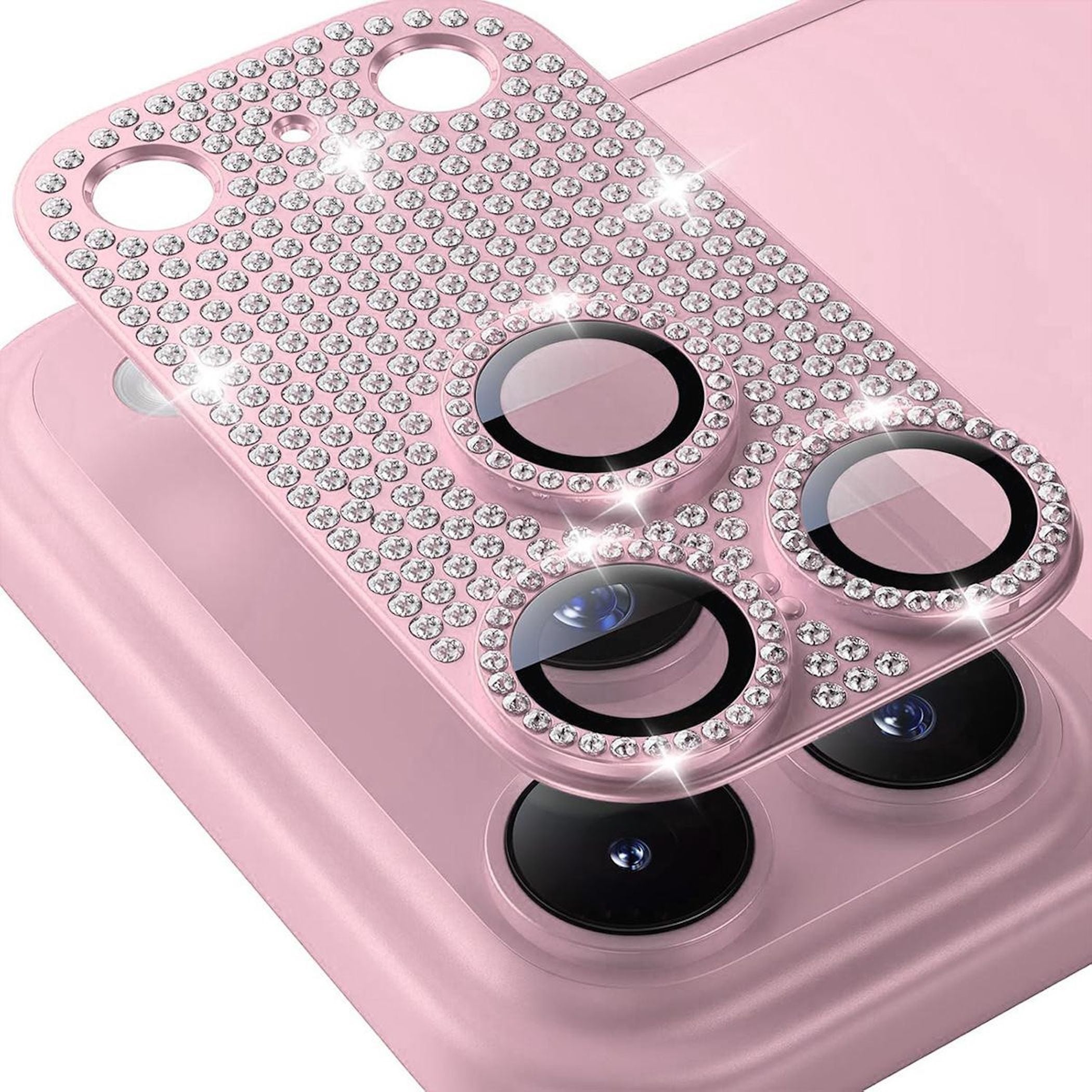 F&uuml;r Apple iPhone 17 Pro Max Kamera Diamant Design Schutz Metall Pink - Bild 1
