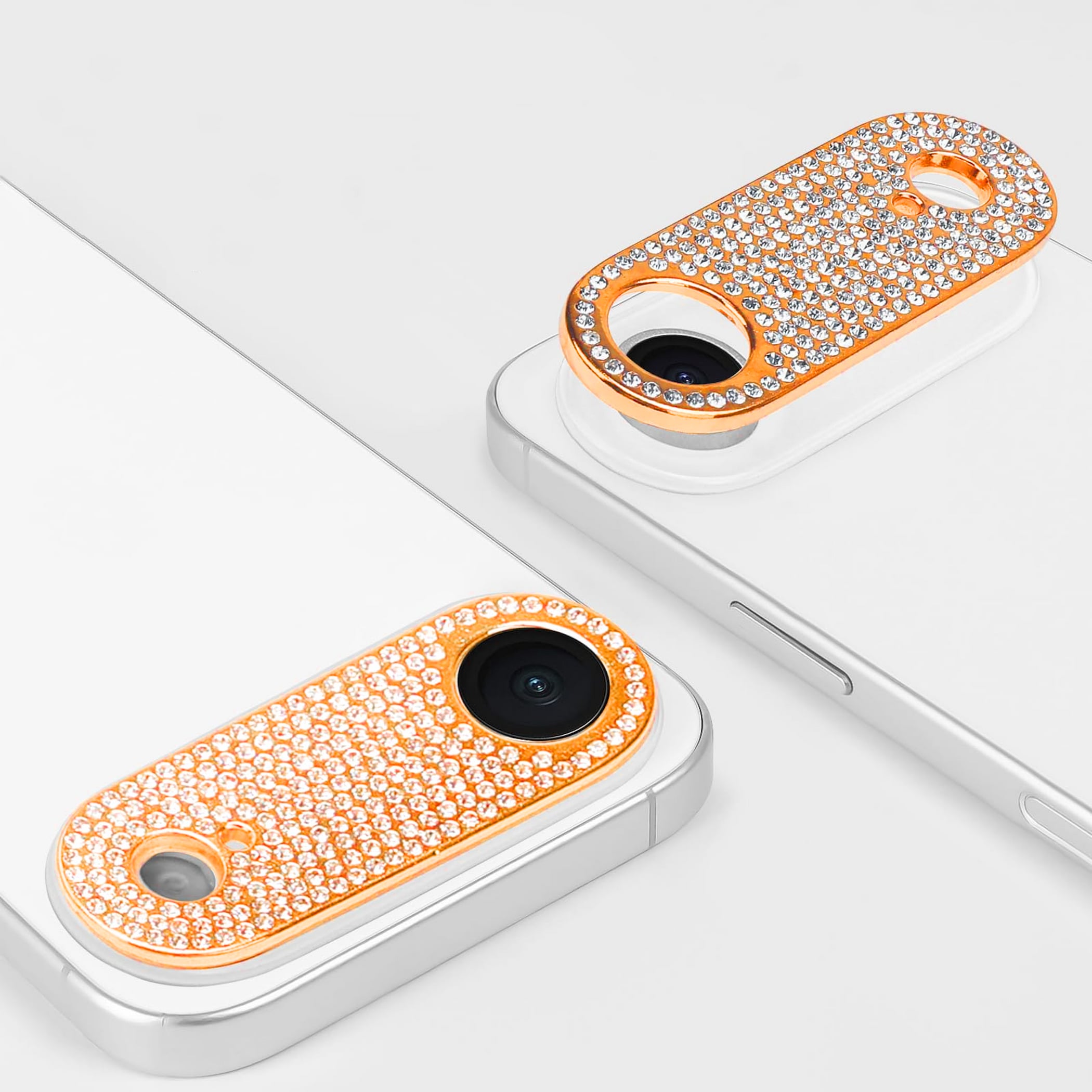 F&uuml;r Apple iPhone 17 Air Kamera Diamant Design Schutz Metall Orange - Bild 1