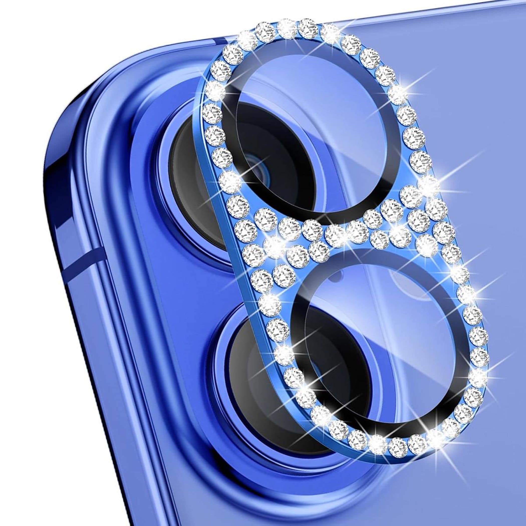 F&uuml;r Apple iPhone 17 Kamera Diamant Design Schutzglas Metall Blau - Bild 1