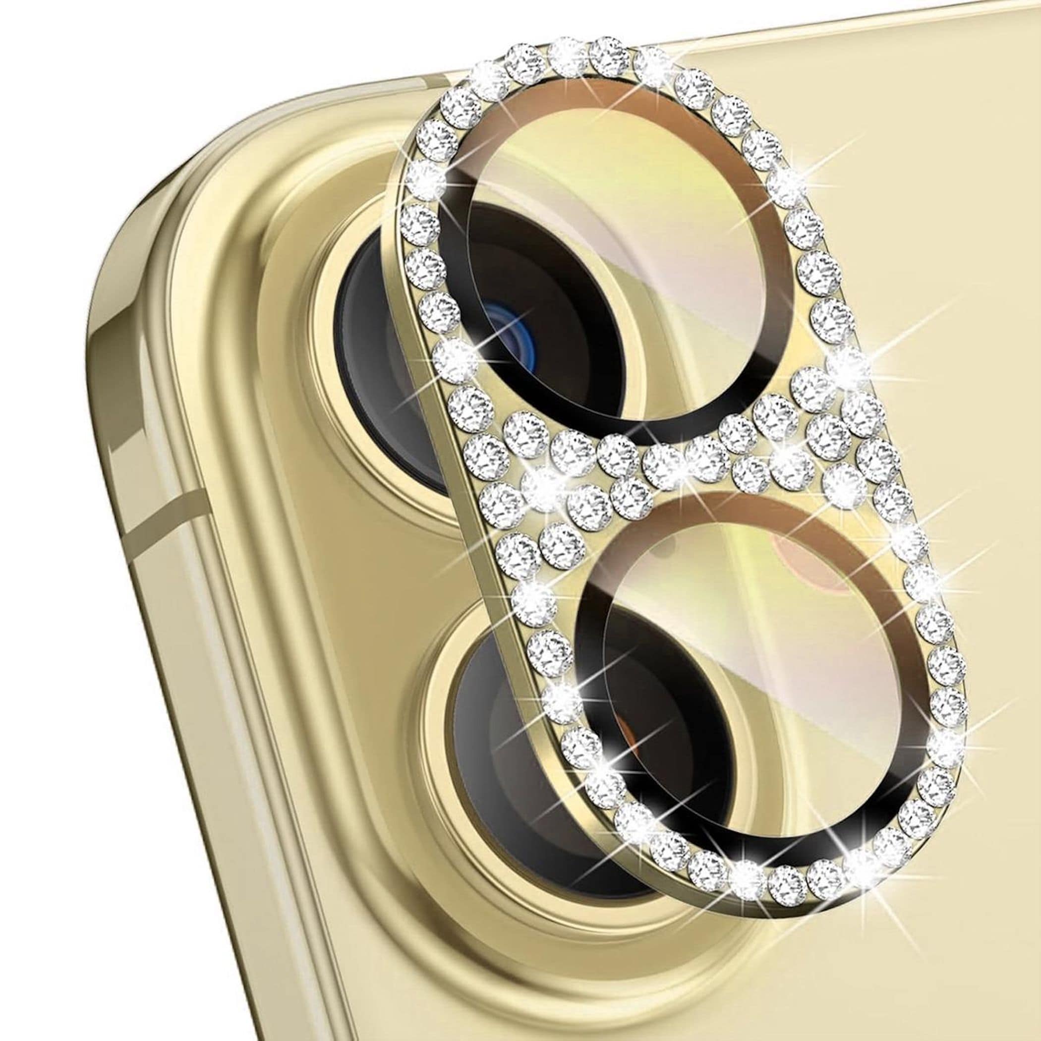 F&uuml;r Apple iPhone 17 Kamera Diamant Design Schutzglas Metall Gold - Bild 1