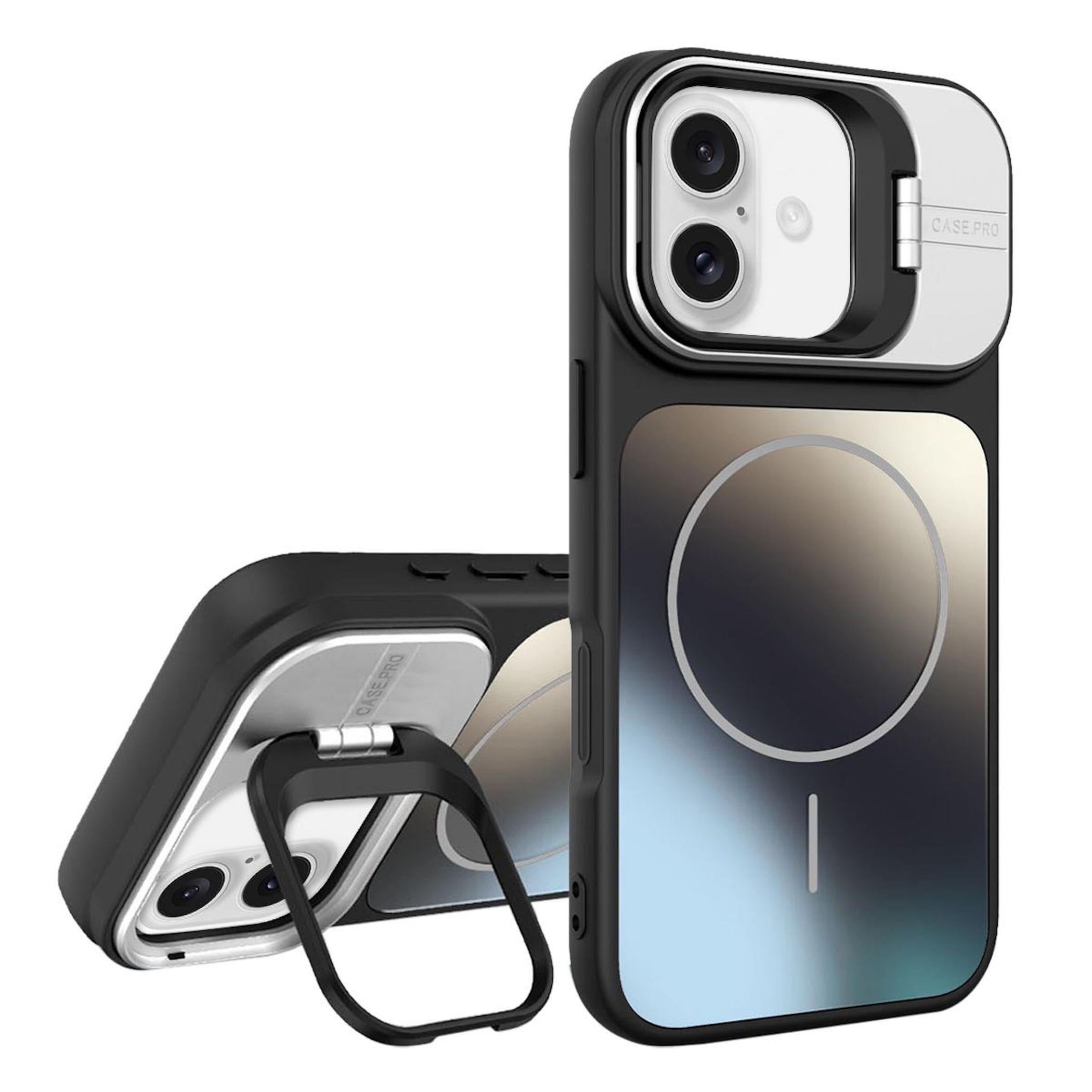 F&uuml;r Apple iPhone 17 AG Frosted TPU MagSafe H&uuml;lle mit Stand Schwarz - Bild 1