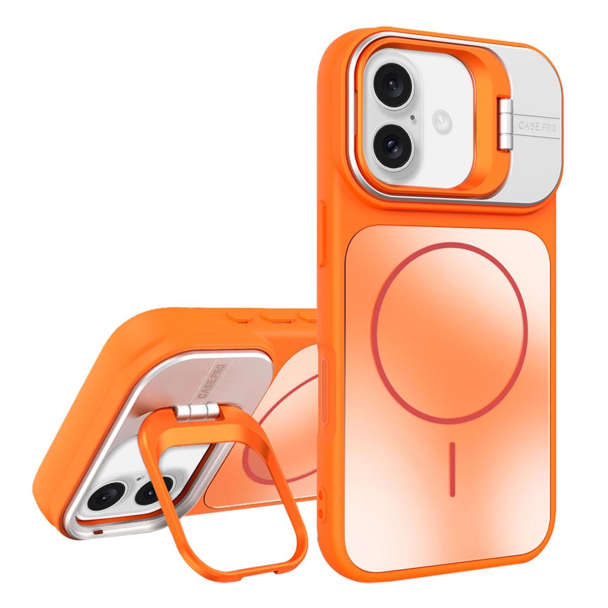 F&uuml;r Apple iPhone 17 AG Frosted TPU MagSafe H&uuml;lle mit Stand Orange - Bild 1