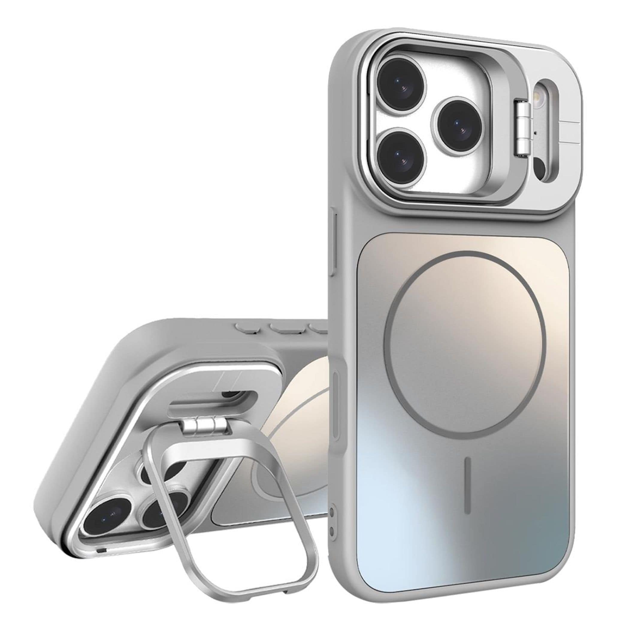 F&uuml;r Apple iPhone 17 Pro AG Frosted TPU MagSafe H&uuml;lle mit Stand Silber - Bild 1