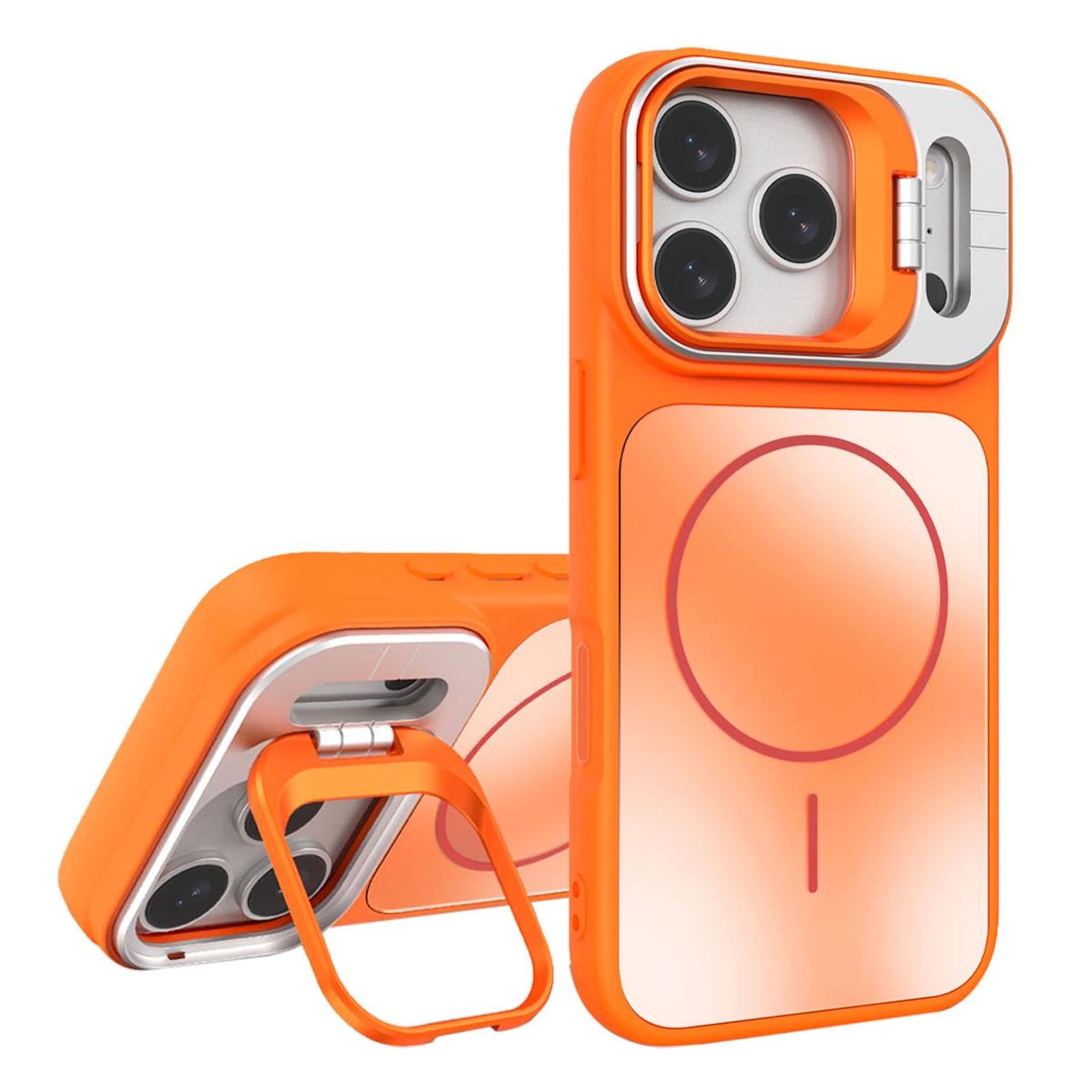 F&uuml;r Apple iPhone 17 Pro Max AG Frosted TPU MagSafe H&uuml;lle Stand Orange - Bild 1