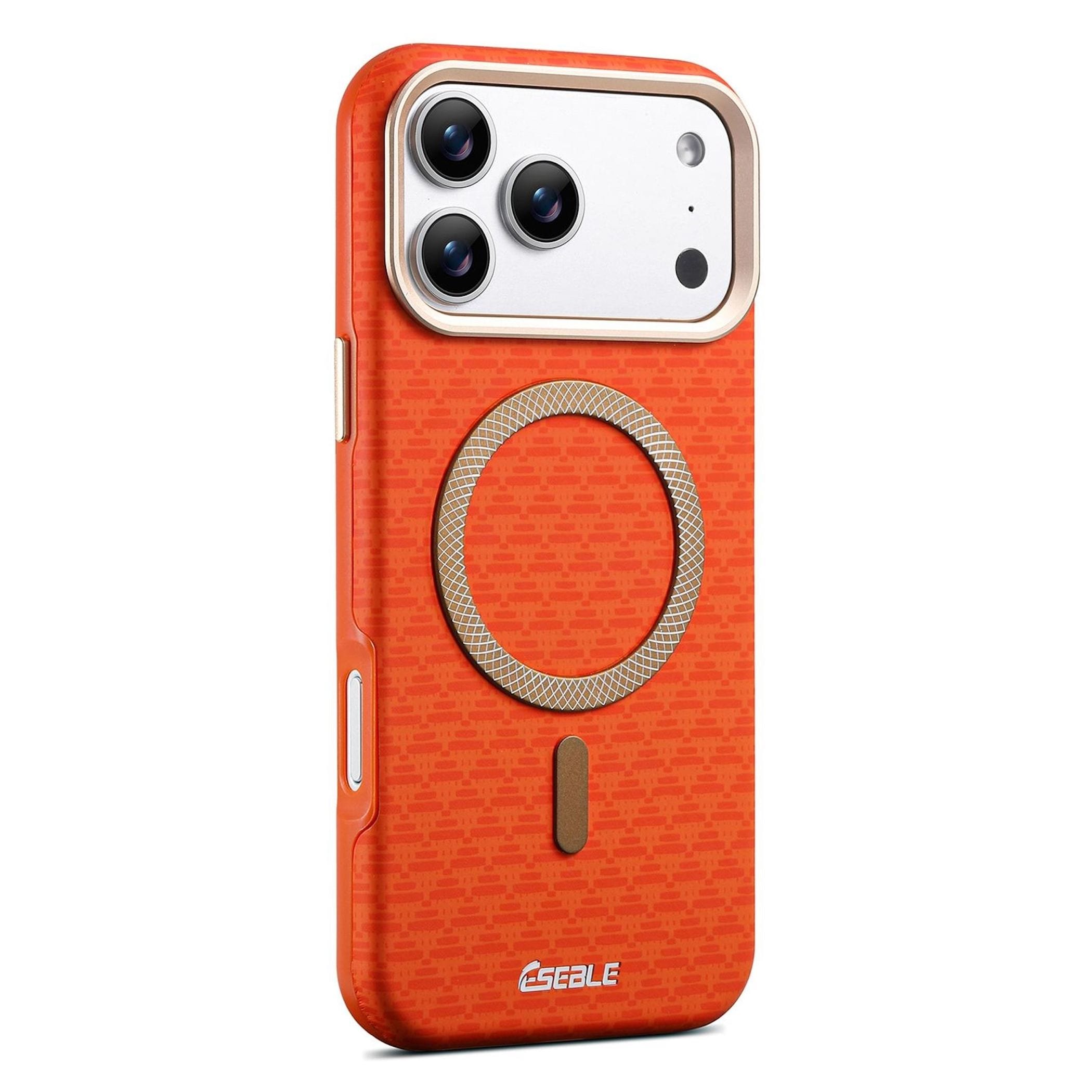 F&uuml;r Apple iPhone 17 Pro Max ESEBLE Kunstleder TPU Magnet H&uuml;lle Orange - Bild 1
