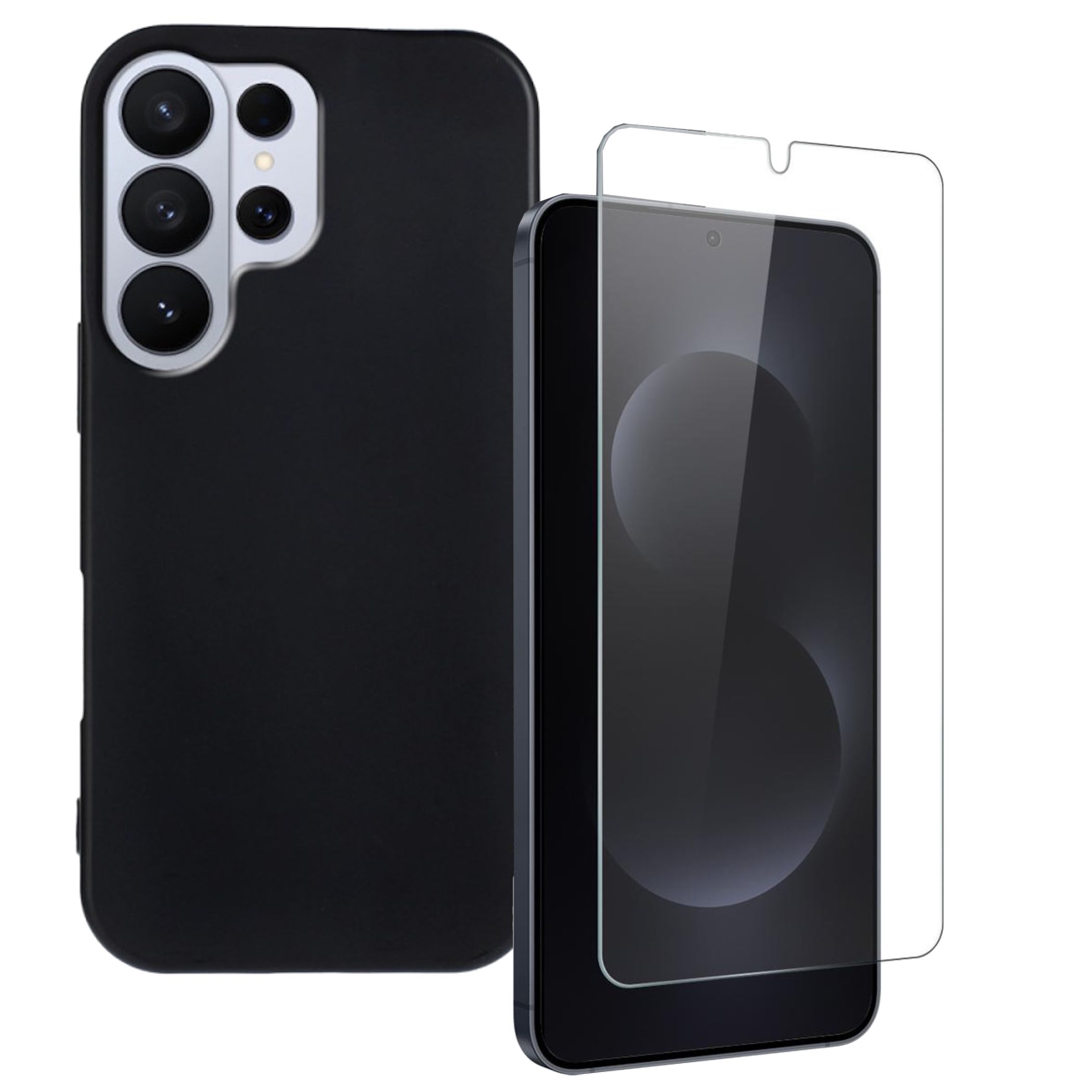 F&uuml;r Samsung Galaxy S26 Ultra TPU Schutz H&uuml;lle + 9H Schutzglas Schwarz - Bild 1