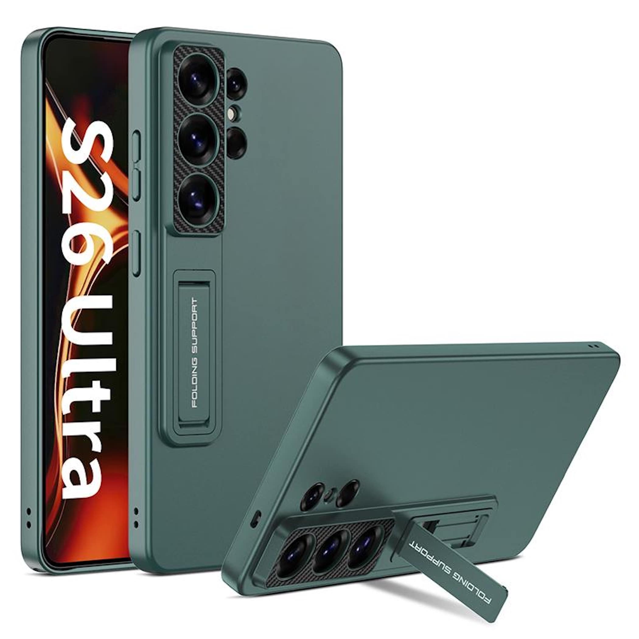 F&uuml;r Samsung Galaxy S26 Ultra 5G St&auml;nder Schutz Handy H&uuml;lle Gr&uuml;n - Bild 1