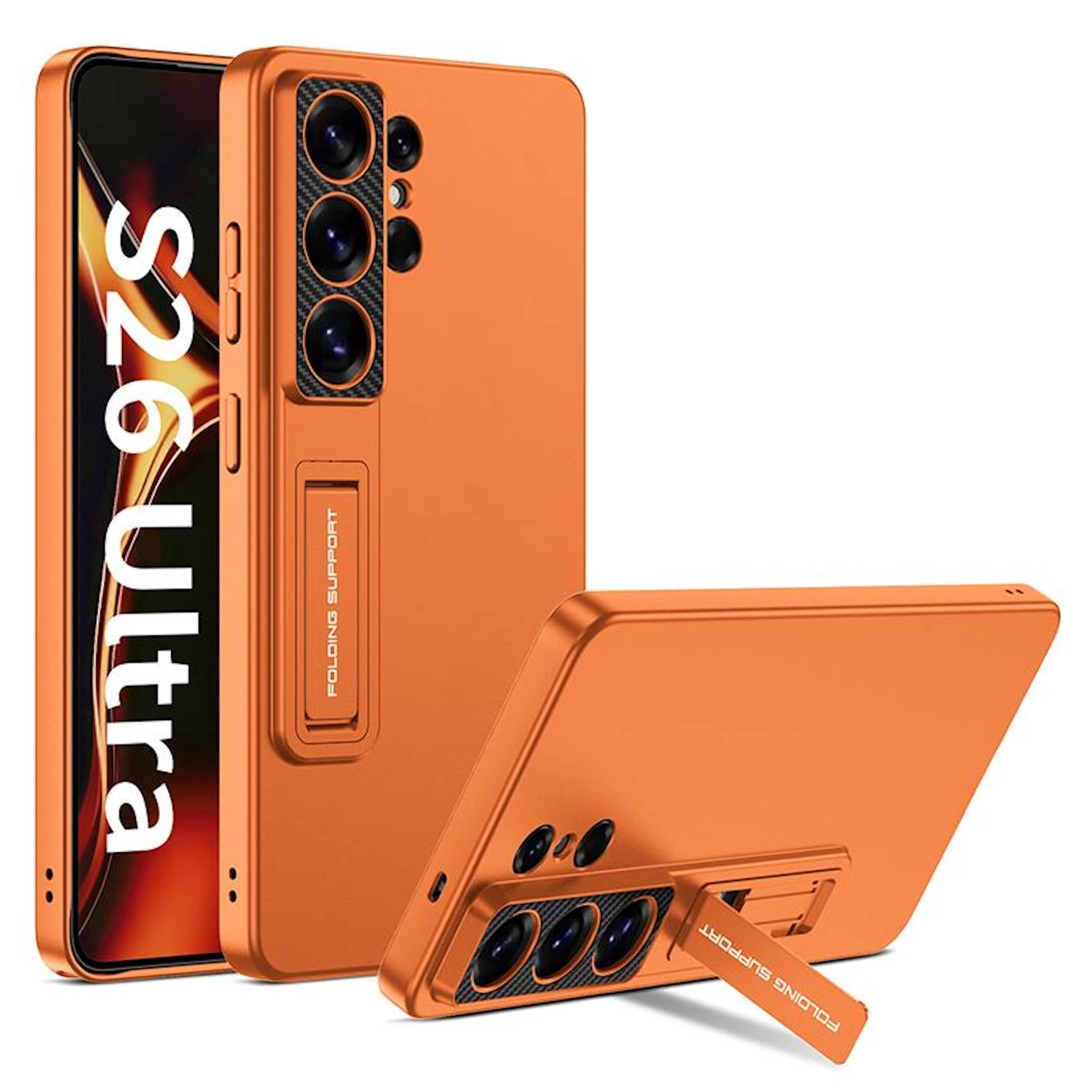 F&uuml;r Samsung Galaxy S26 Ultra 5G St&auml;nder Schutz Handy H&uuml;lle Orange - Bild 1