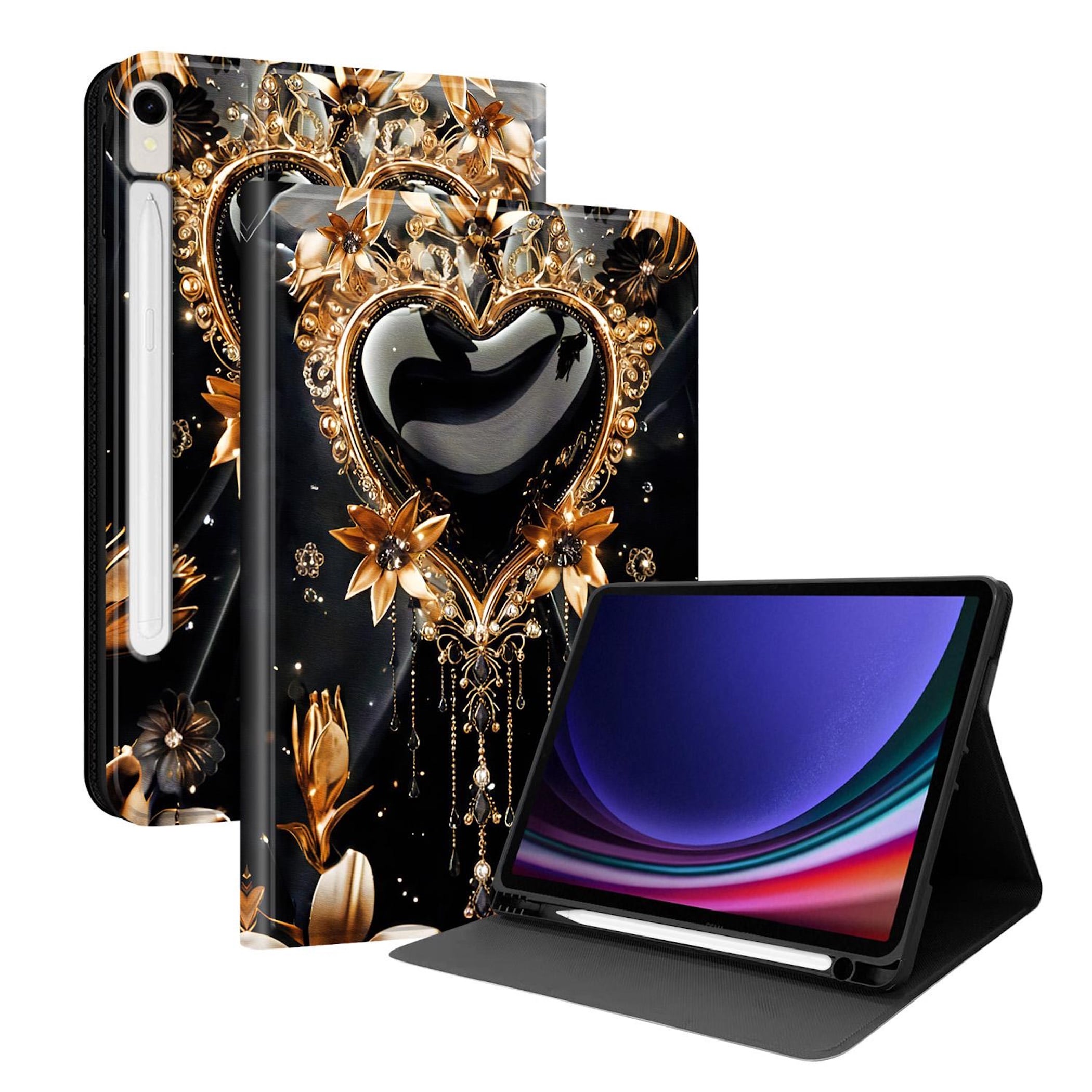 F&uuml;r Samsung Galaxy Tab S10 Lite / S10 FE / S9 Kunstleder Motiv Tasche - Bild 1