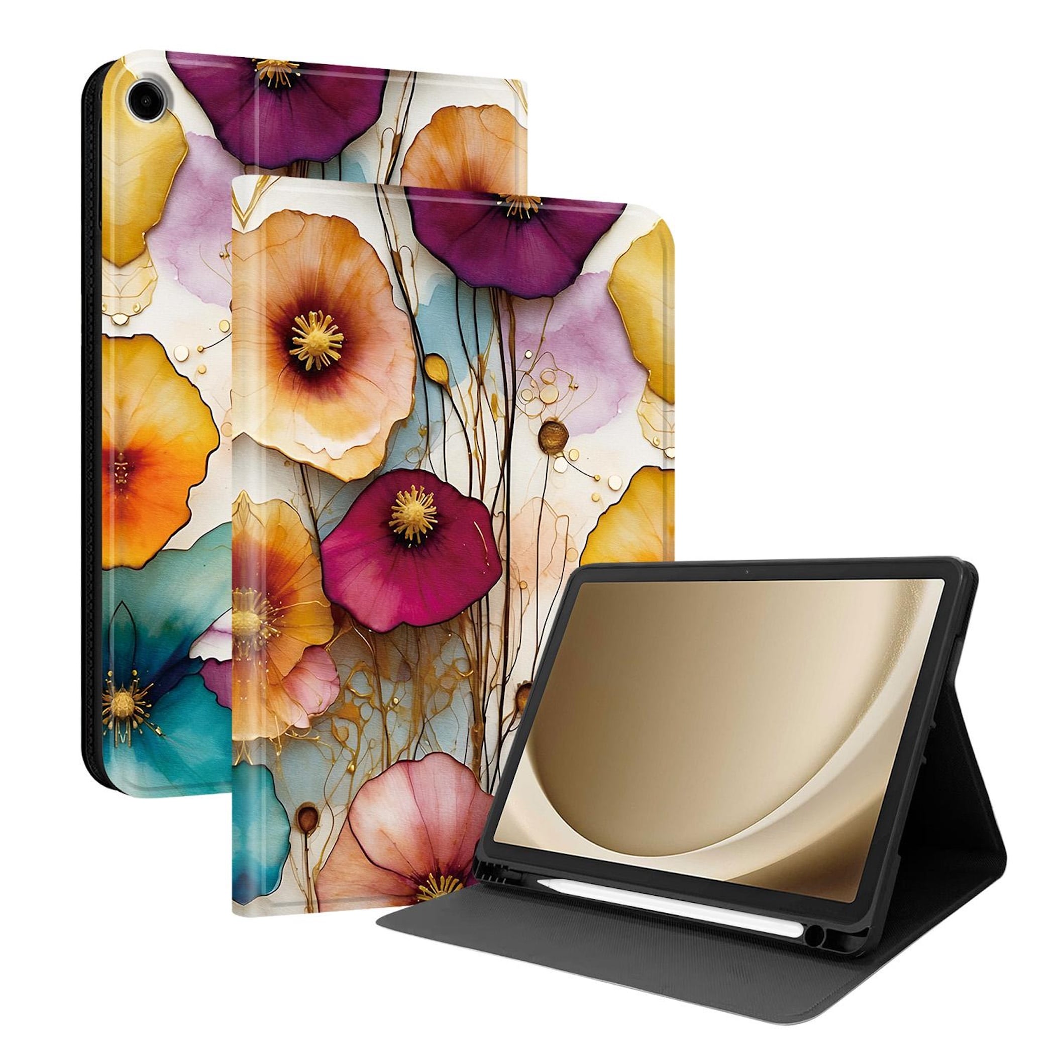 F&uuml;r Samsung Galaxy Tab A11+ / Tab A9 + Kunstleder Motiv Tasche - Bild 1