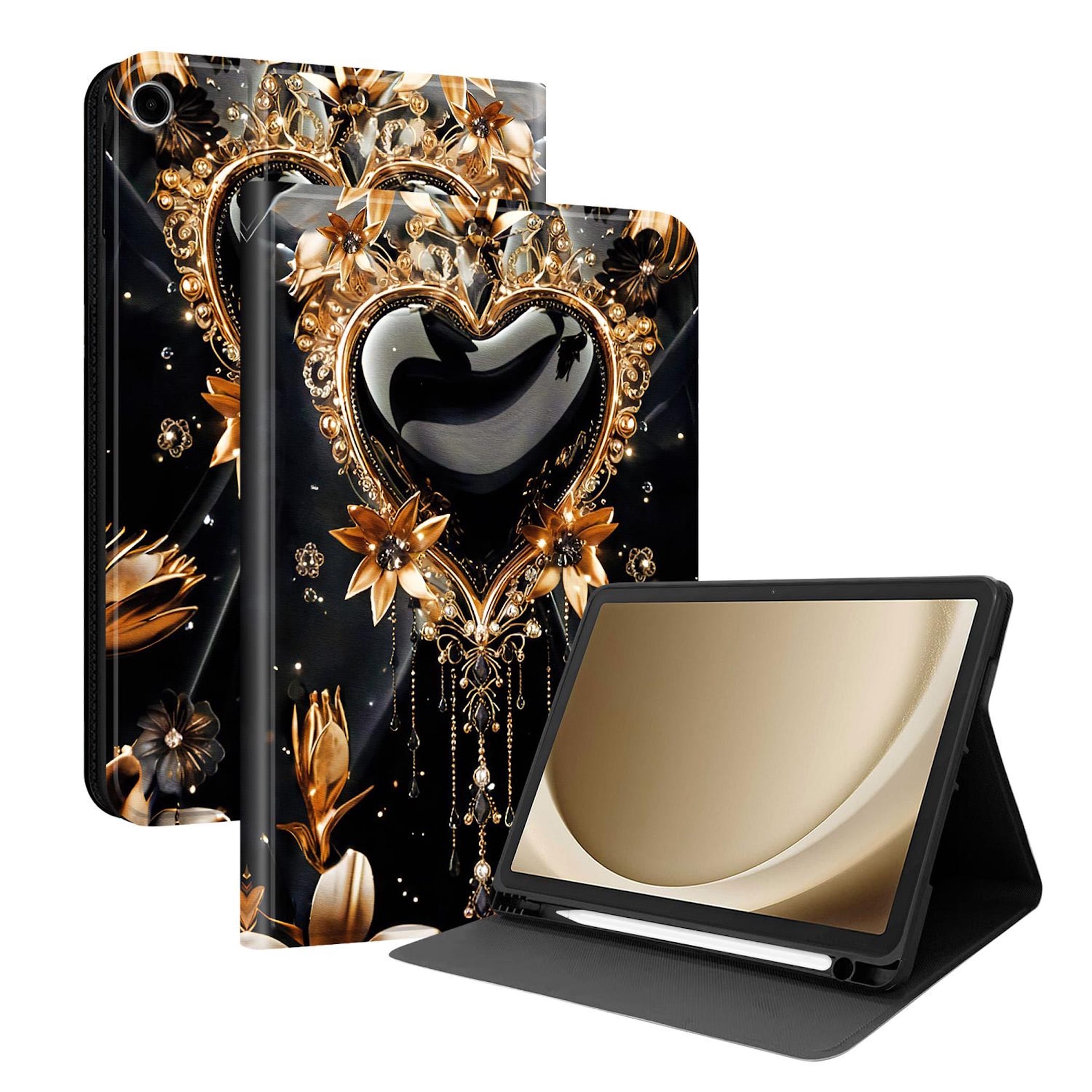 F&uuml;r Samsung Galaxy Tab A11+ / Tab A9 + Kunstleder Motiv Tasche - Bild 1