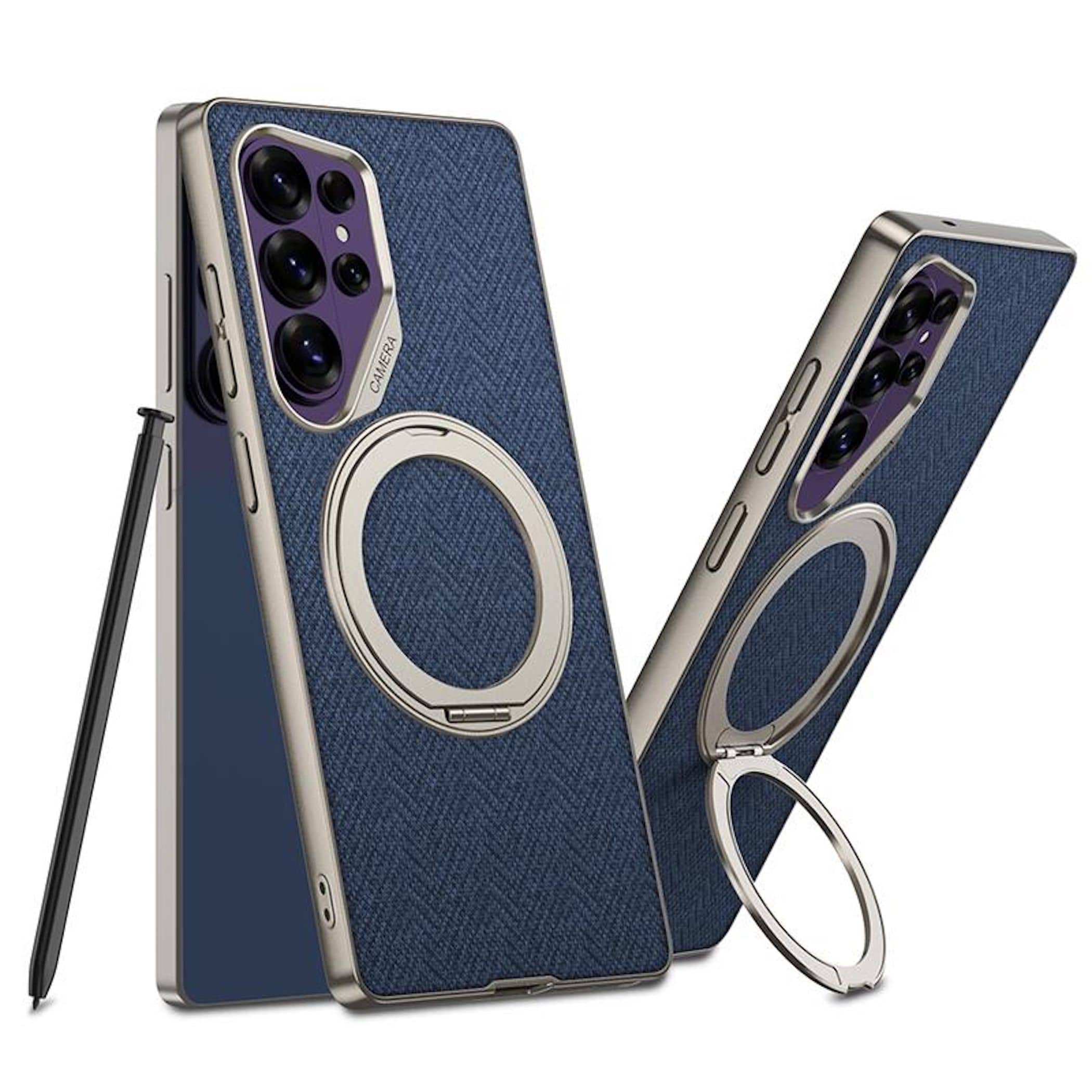 F&uuml;r Samsung Galaxy S26 Ultra 5G Kunstleder H&uuml;lle Magnet Ring Blau - Bild 1