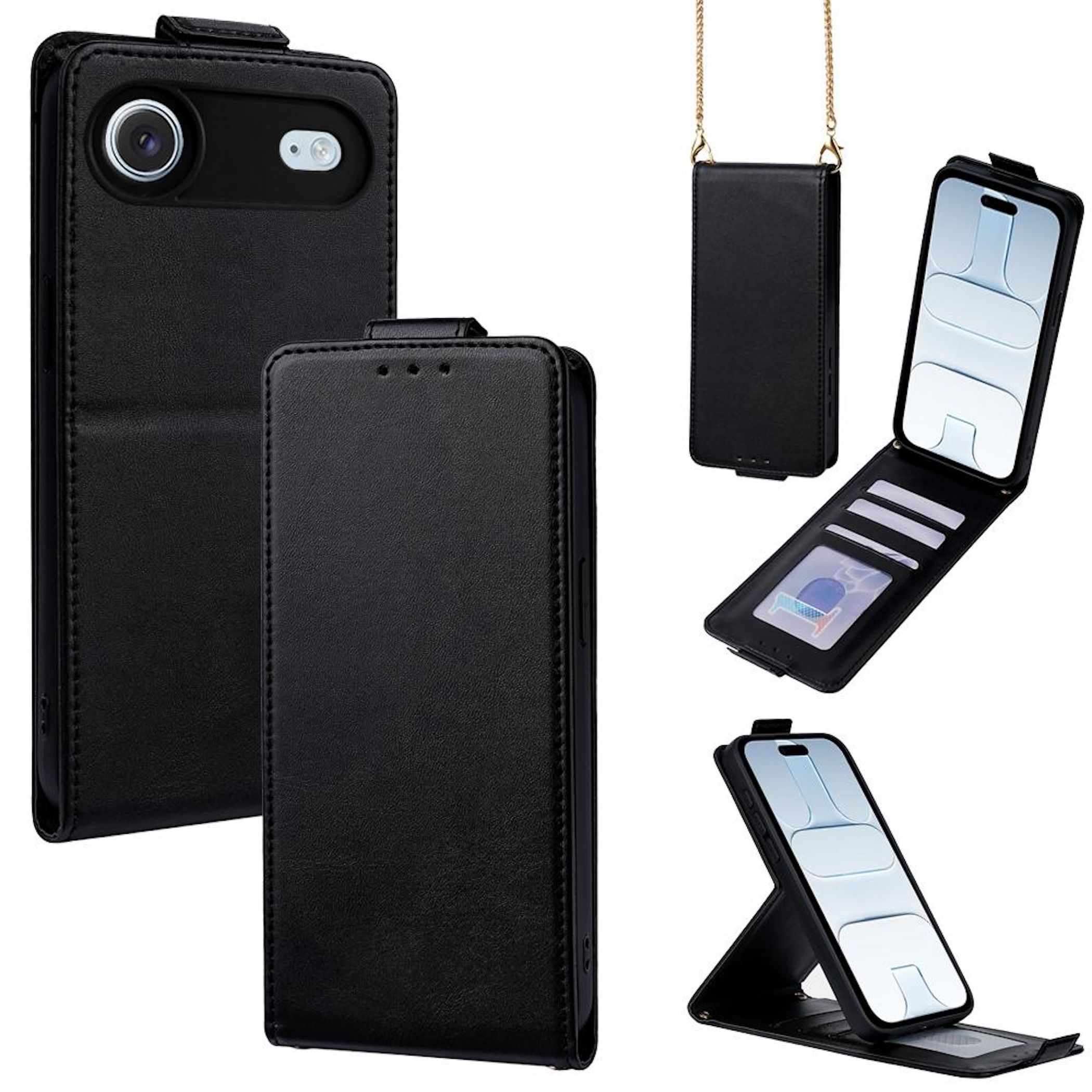 Flipcase f&uuml;r Apple iPhone 17 Air Crossbody Kette mit Kartenfach - Bild 1