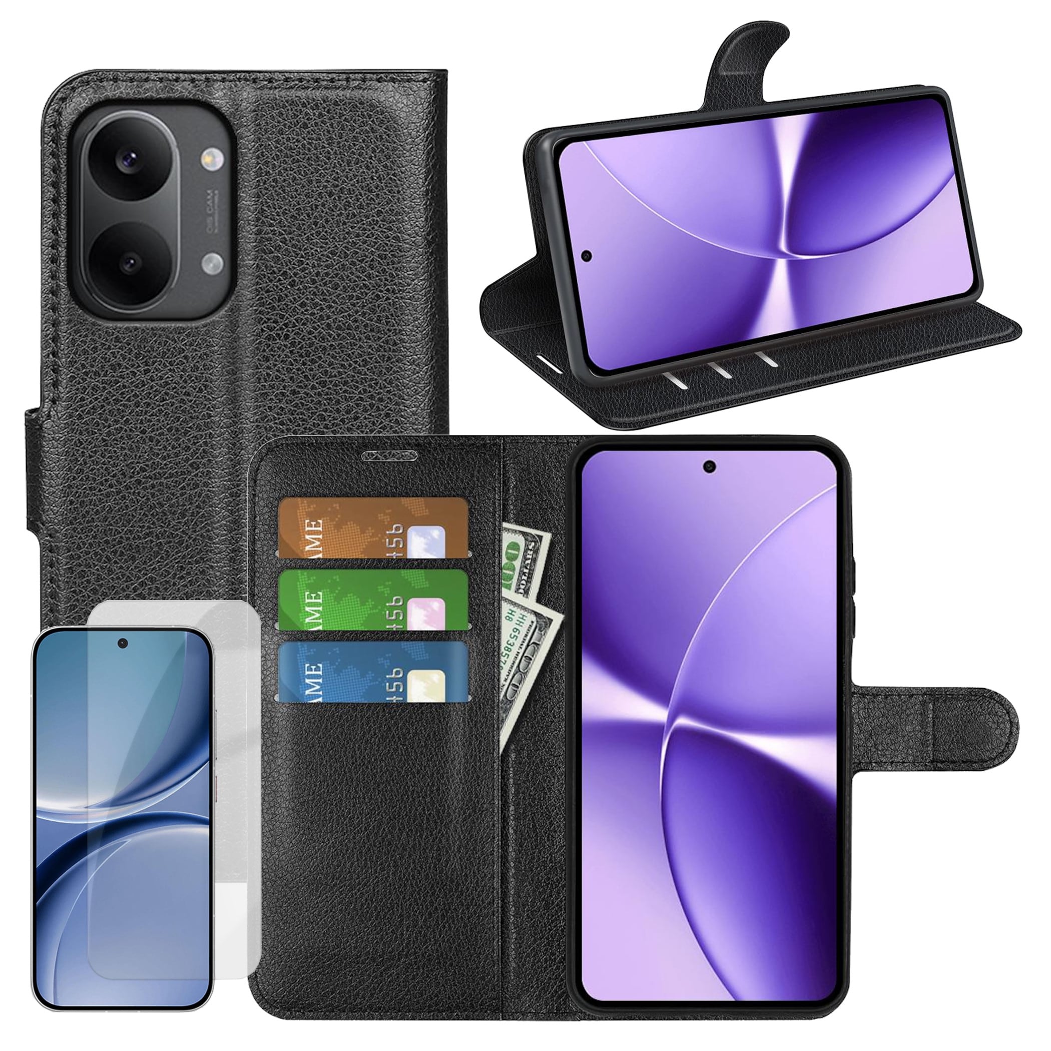Handy H&uuml;lle Schutzglas Set f&uuml;r Xiaomi Poco X8 Pro Max 5G Klapph&uuml;lle 9H Hartglas - Bild 1