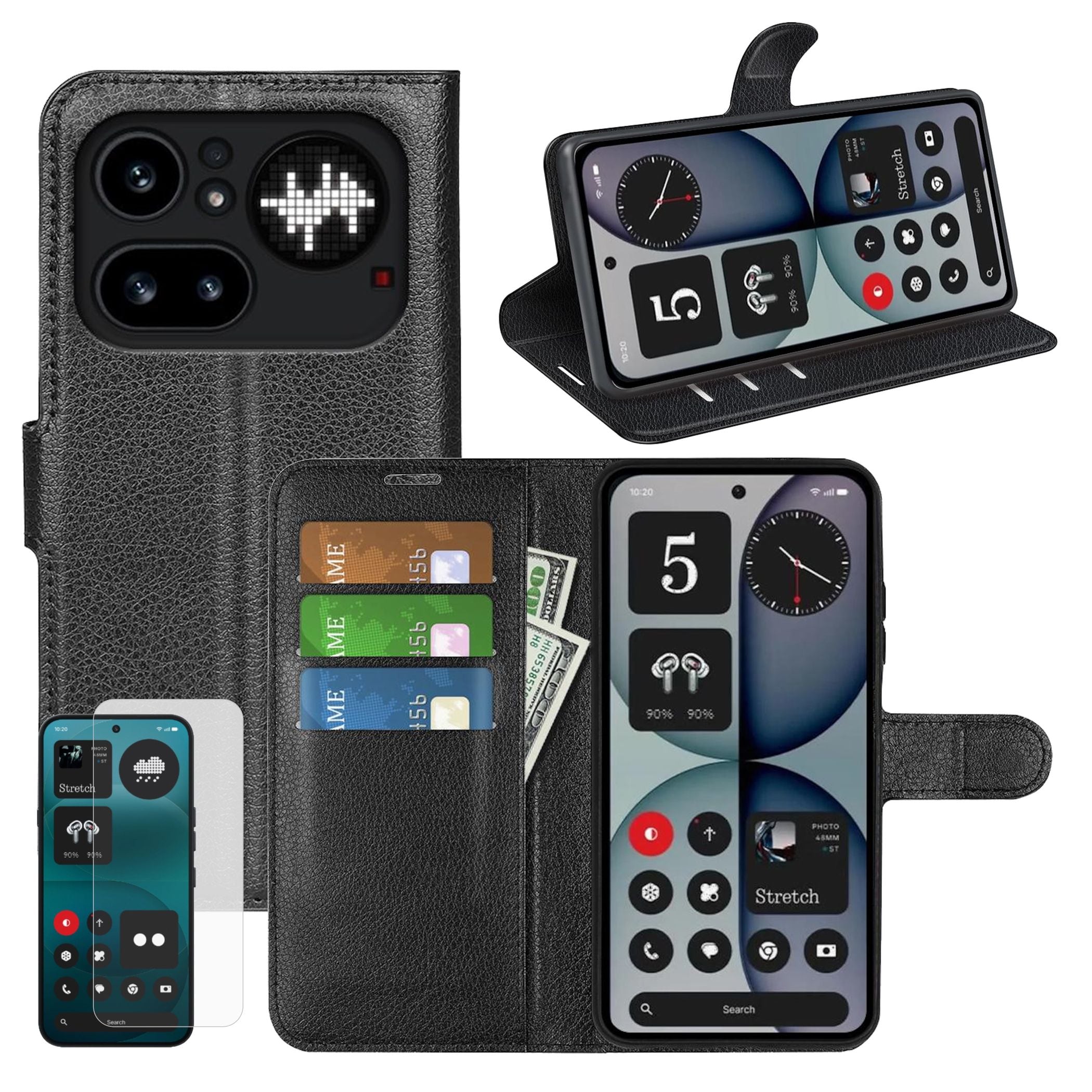 Klapph&uuml;lle + 9H Schutzglas f&uuml;r Nothing Phone 4a Pro Book Wallet Cover - Bild 1