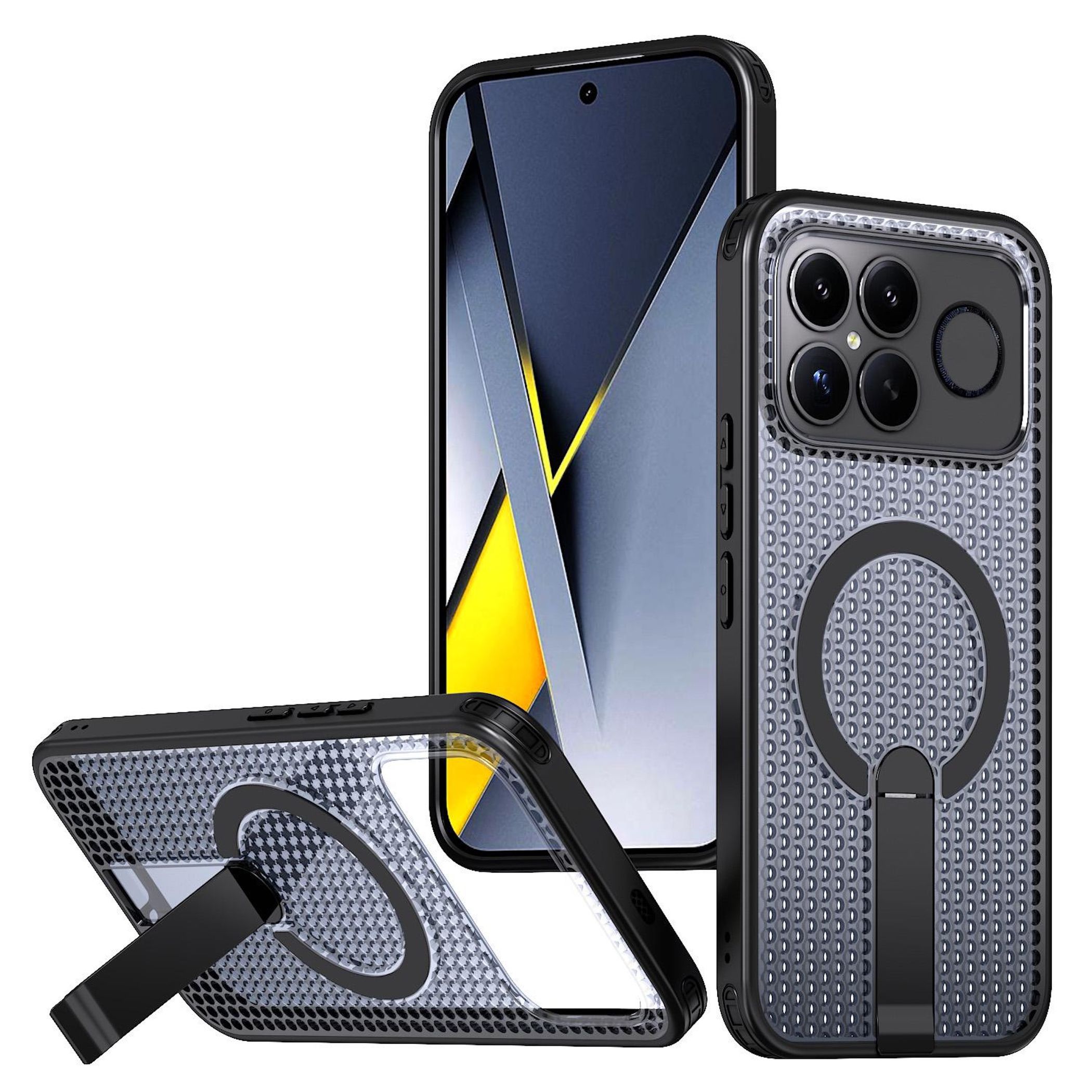 MagSafe f&uuml;r Xiaomi Poco F8 Ultra Honeycomb K&uuml;hlend Cover Schwarz - Bild 1