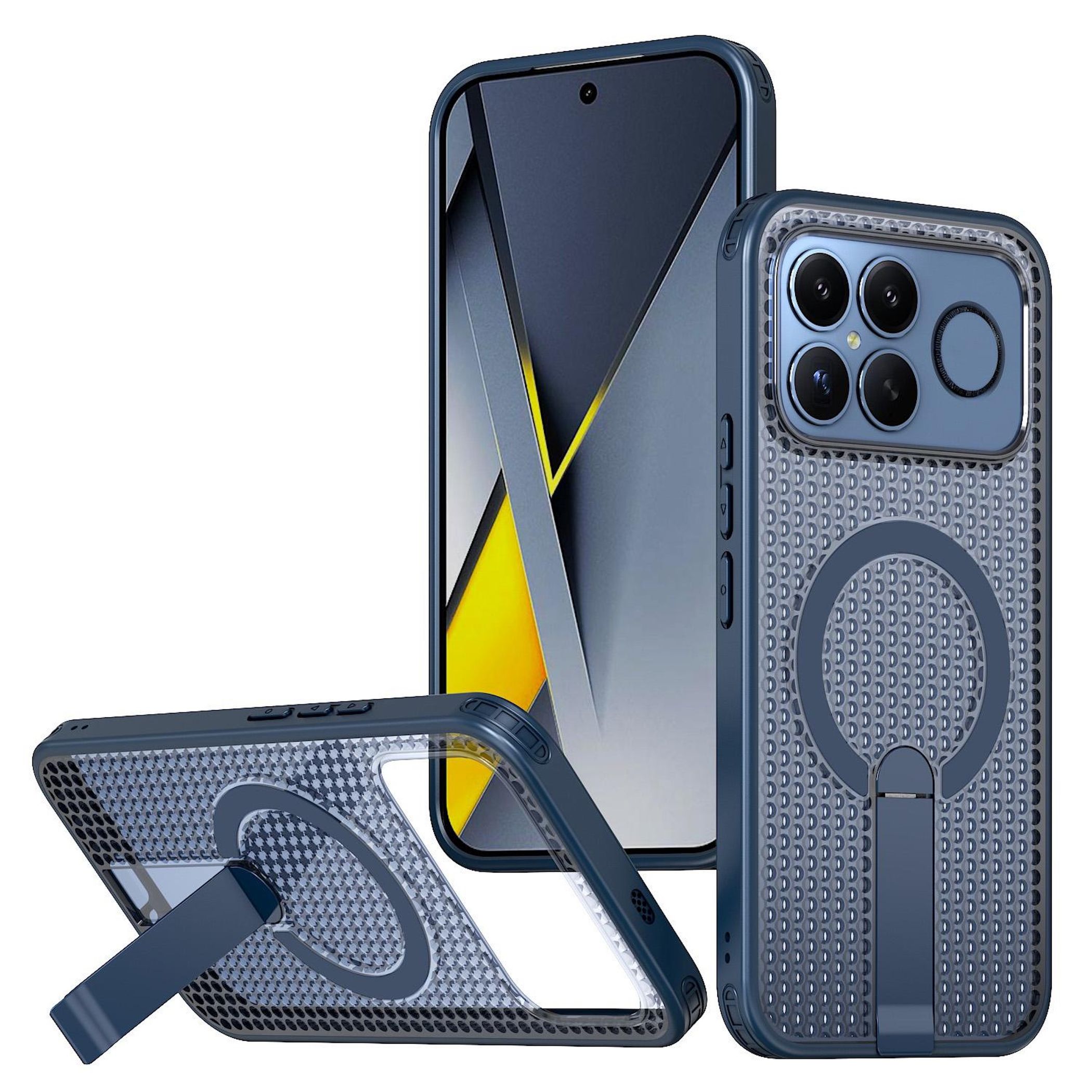 MagSafe f&uuml;r Xiaomi Poco F8 Ultra Honeycomb K&uuml;hlend Cover Blau - Bild 1