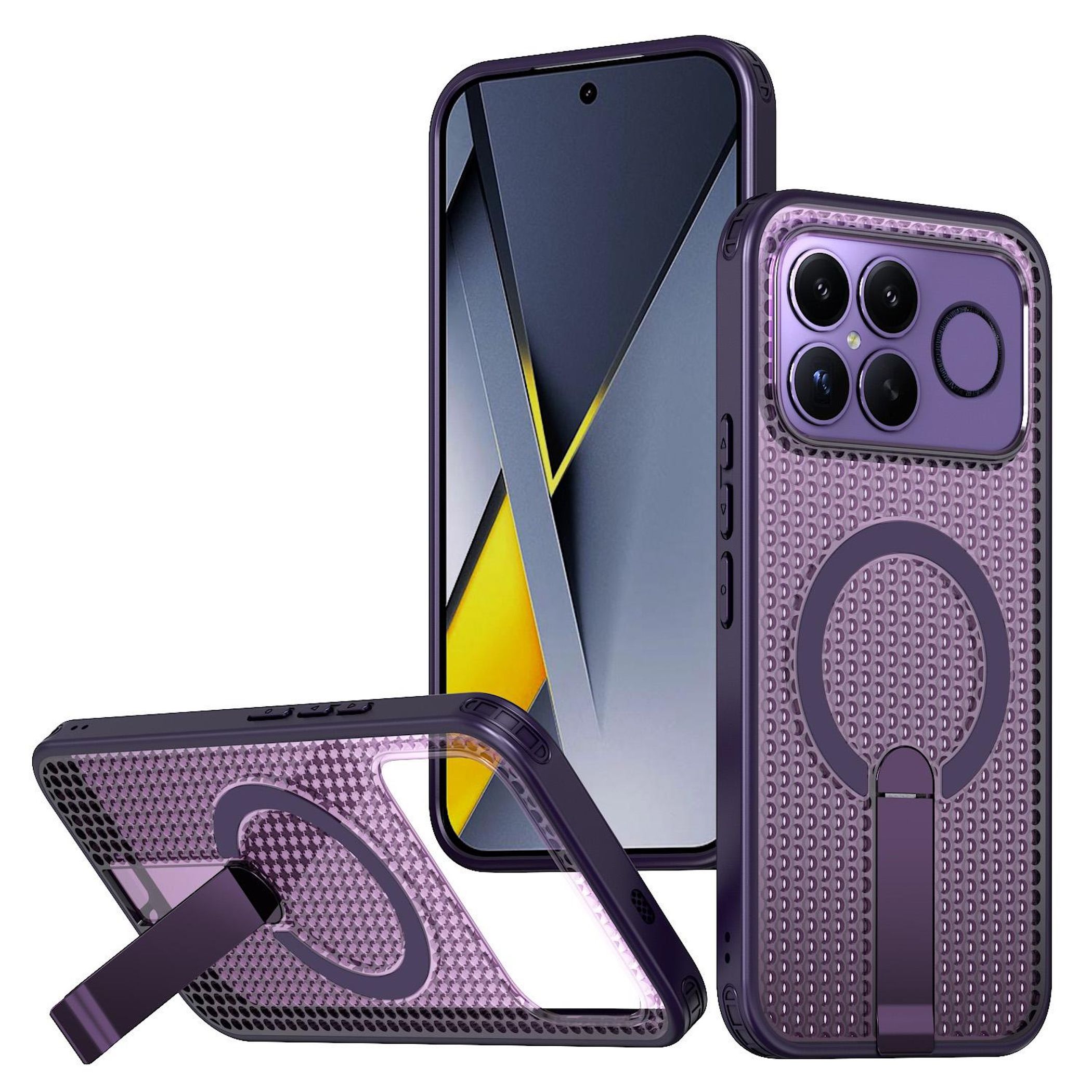 MagSafe f&uuml;r Xiaomi Poco F8 Ultra Honeycomb K&uuml;hlend Cover Lila - Bild 1