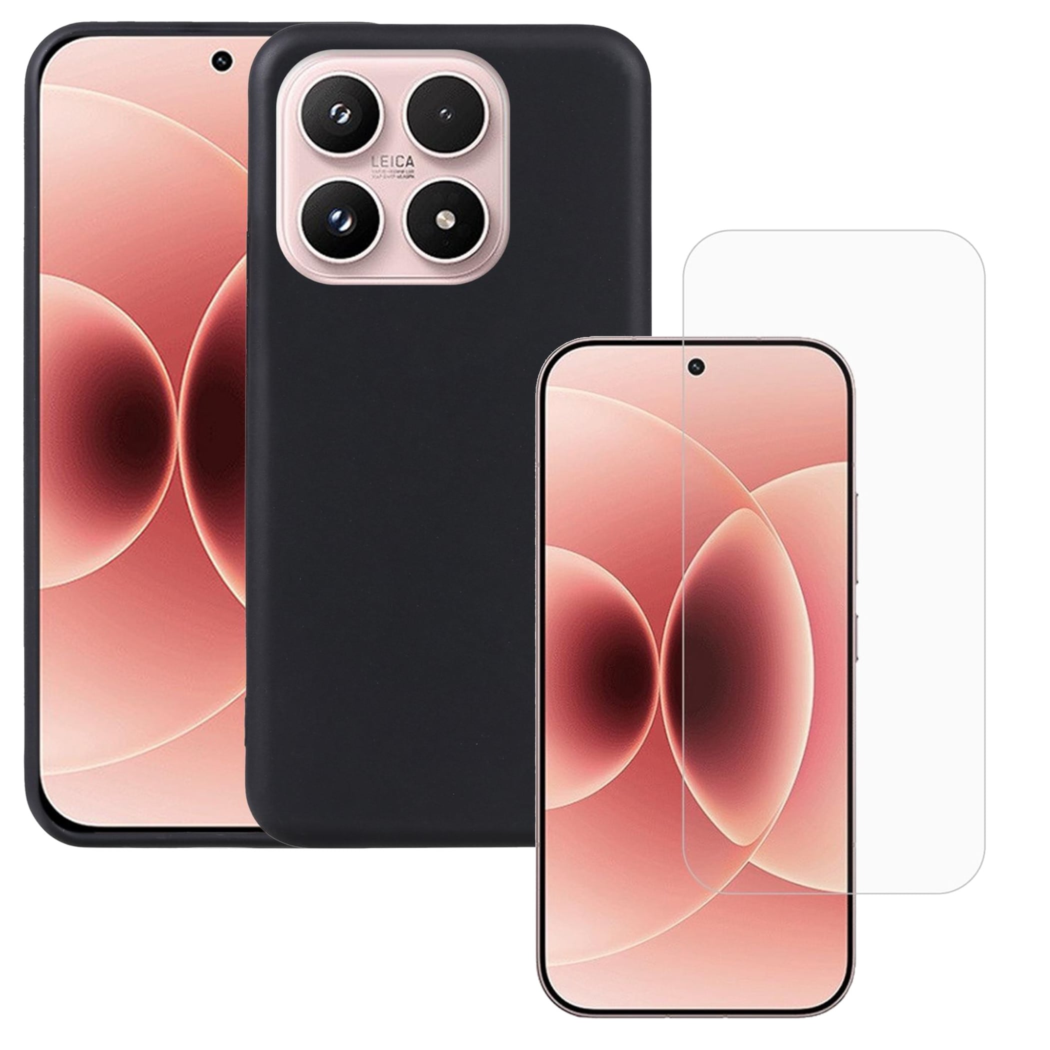 Handyh&uuml;lle + 9H Schutzglas f&uuml;r Xiaomi 17T TPU D&uuml;nn Set 2 in 1 Bundle Schwarz - Bild 1