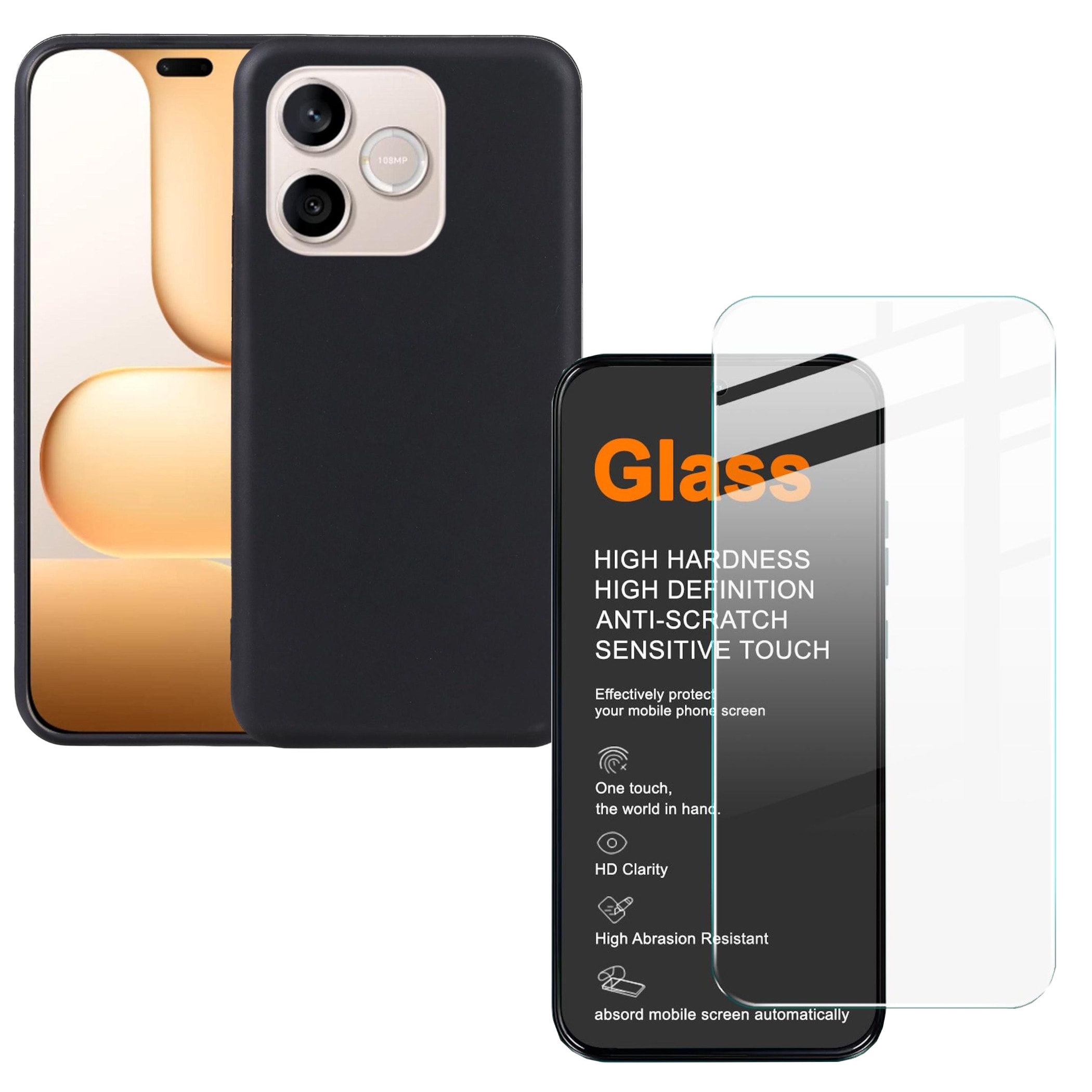 Handyh&uuml;lle + 9H Schutzglas f&uuml;r Honor 600 Lite TPU D&uuml;nn Set 2 in 1 Bundle - Bild 1