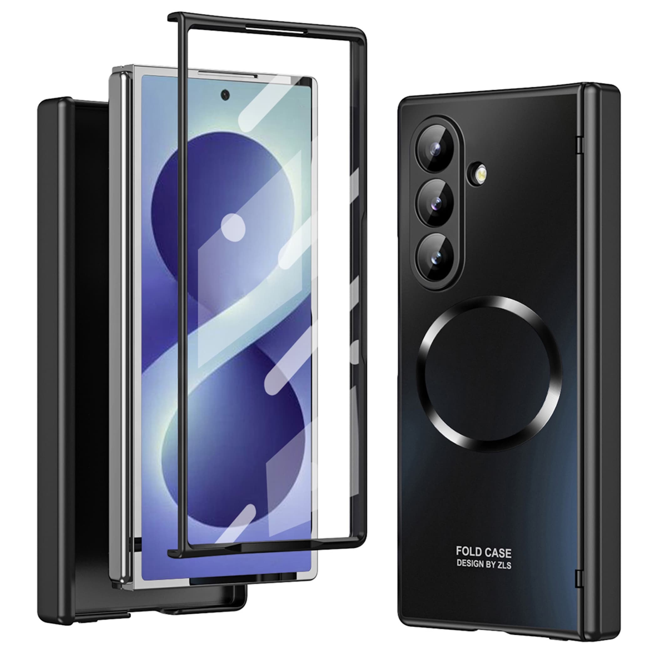 Handyh&uuml;lle Klapph&uuml;lle + H9 Display Glas Samsung Galaxy Z Fold8 Ultra 5G Schwarz - Bild 1