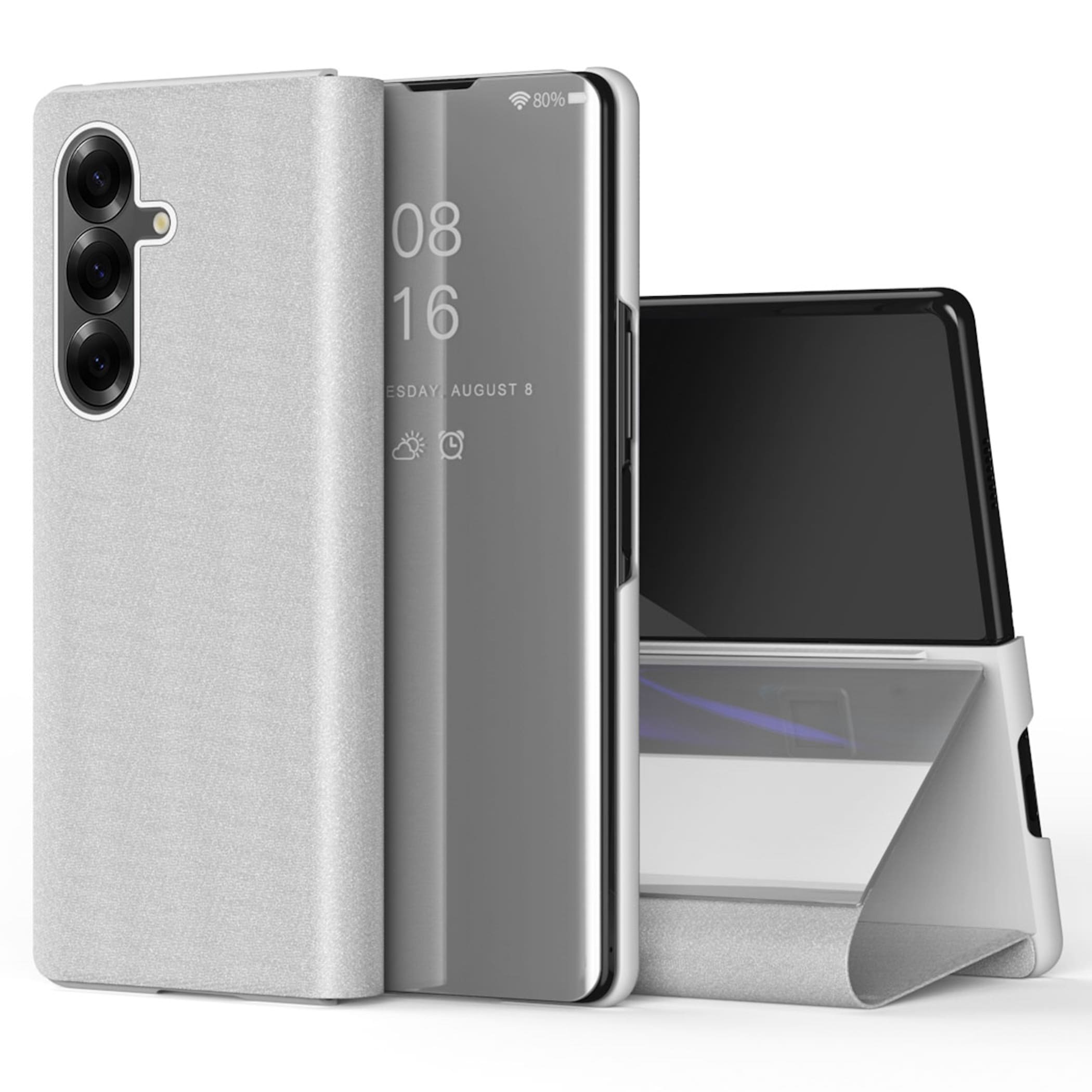 Handyh&uuml;lle Klapph&uuml;lle Spiegel-Design f&uuml;r Samsung Galaxy Z Fold8 Ultra 5G Silber - Bild 1