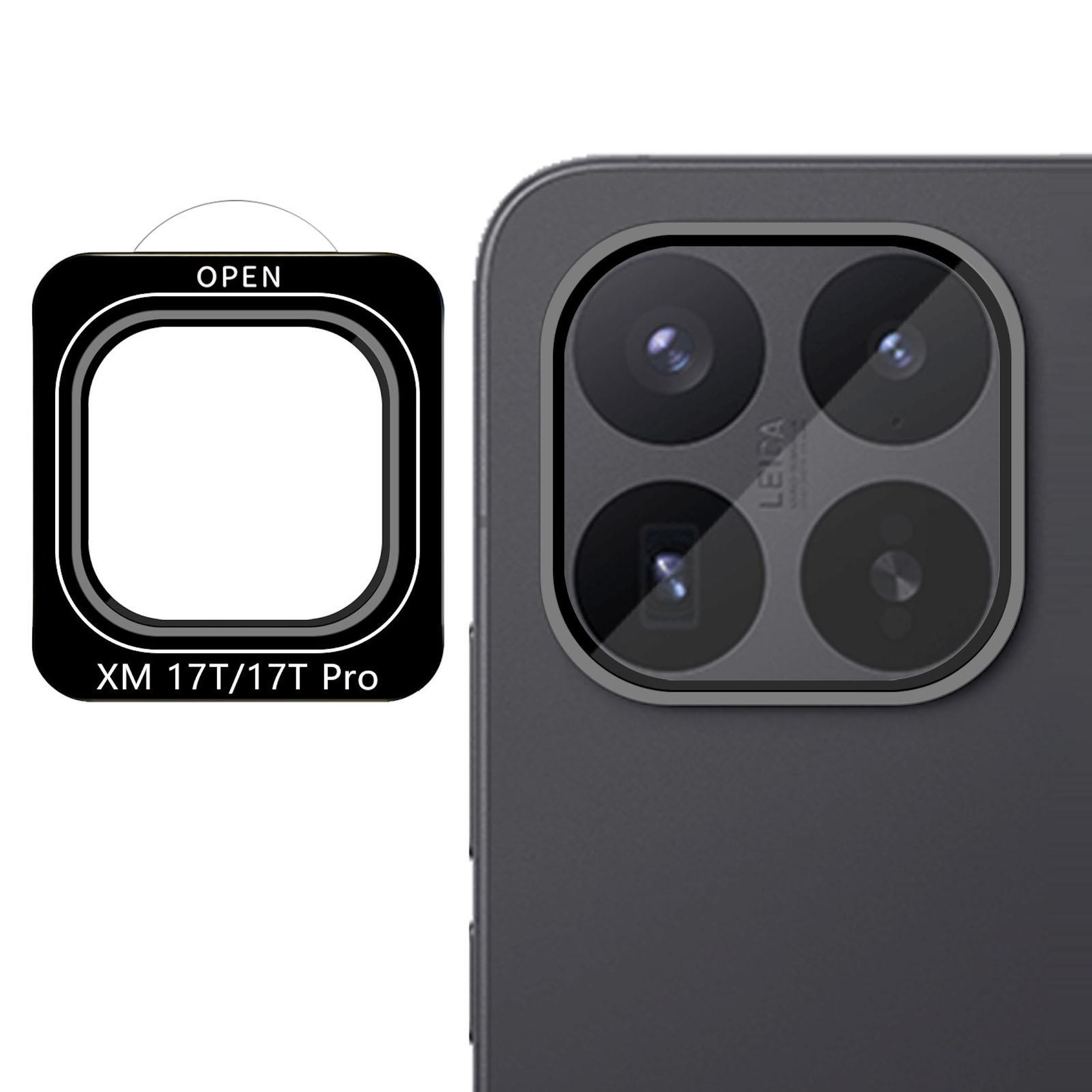 Kamera Schutzglas Linsenschutz f&uuml;r Xiaomi 17T / 17T Pro 9H Glas Komplett Schwarz - Bild 1