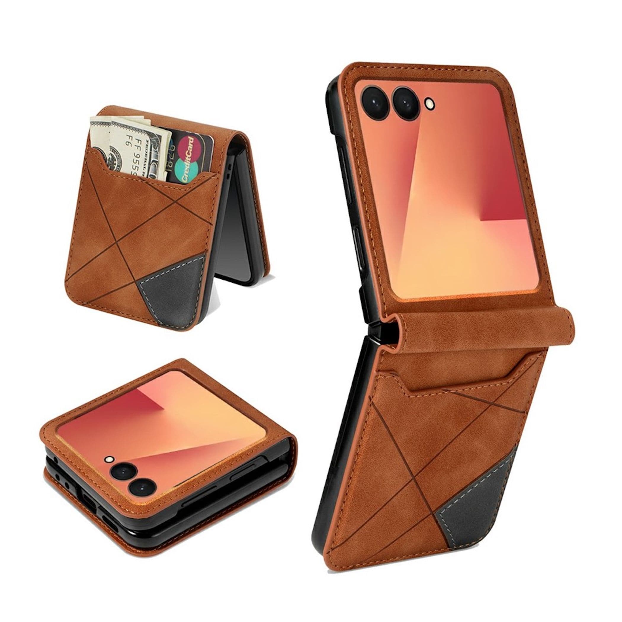 Handy H&uuml;lle Klapph&uuml;lle f&uuml;r Samsung Galaxy Z Flip8 Kartenfach Cover Farben Design - Bild 1