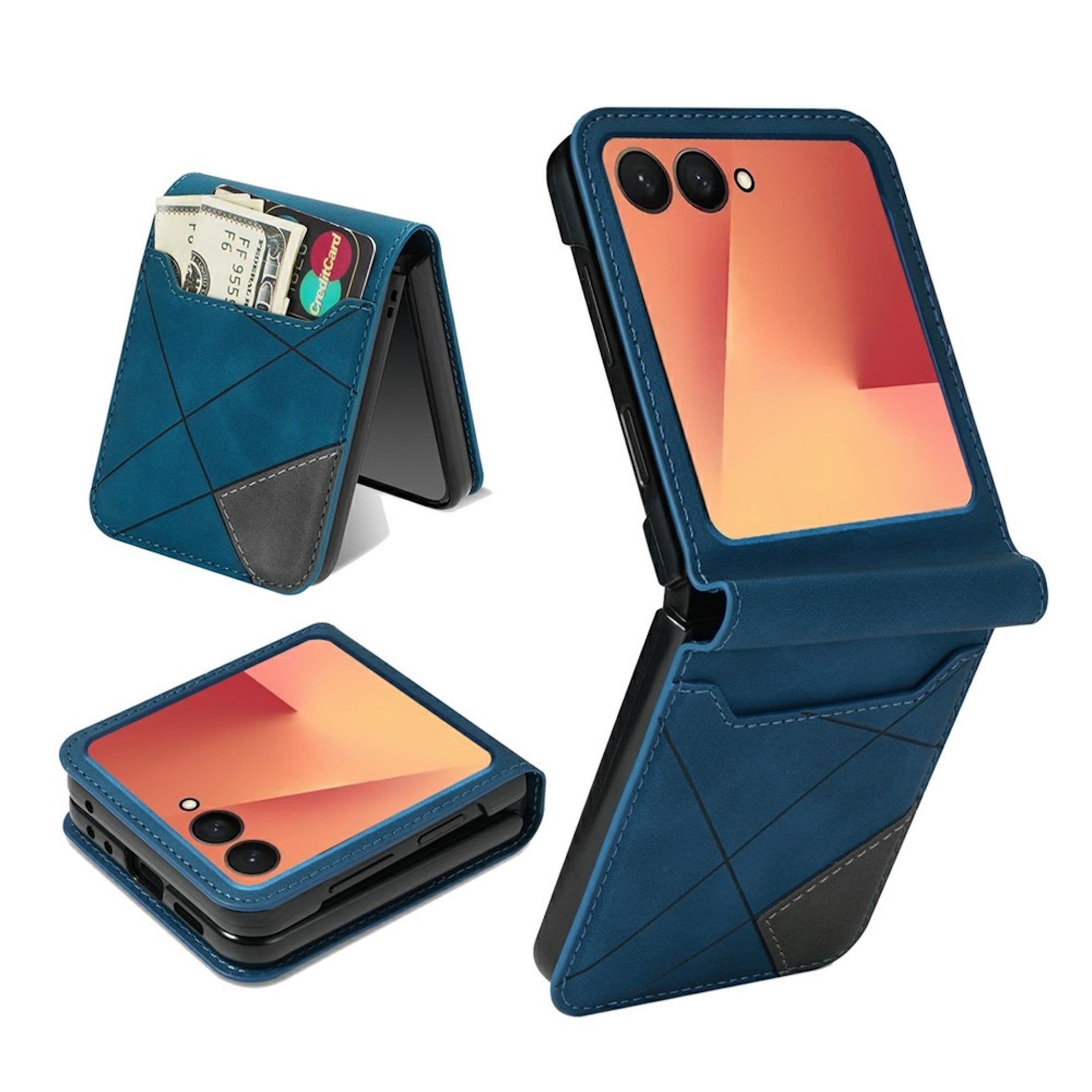 Handy H&uuml;lle Klapph&uuml;lle f&uuml;r Samsung Galaxy Z Flip8 Kartenfach Cover Farben Design - Bild 1