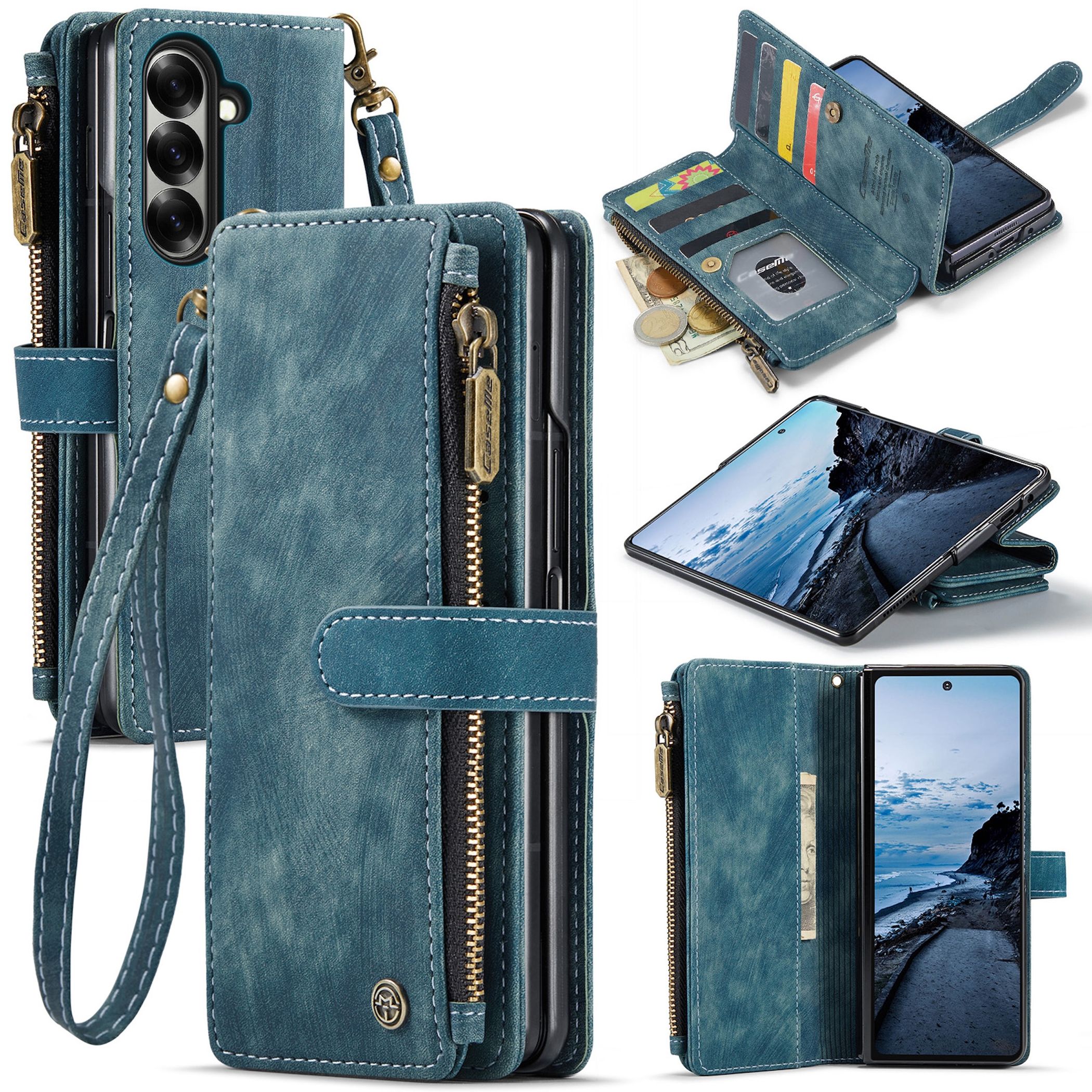 Handyh&uuml;lle Klapph&uuml;lle f&uuml;r Samsung Galaxy Z Fold8 Ultra Kunstleder Rei&szlig;verschluss - Bild 1