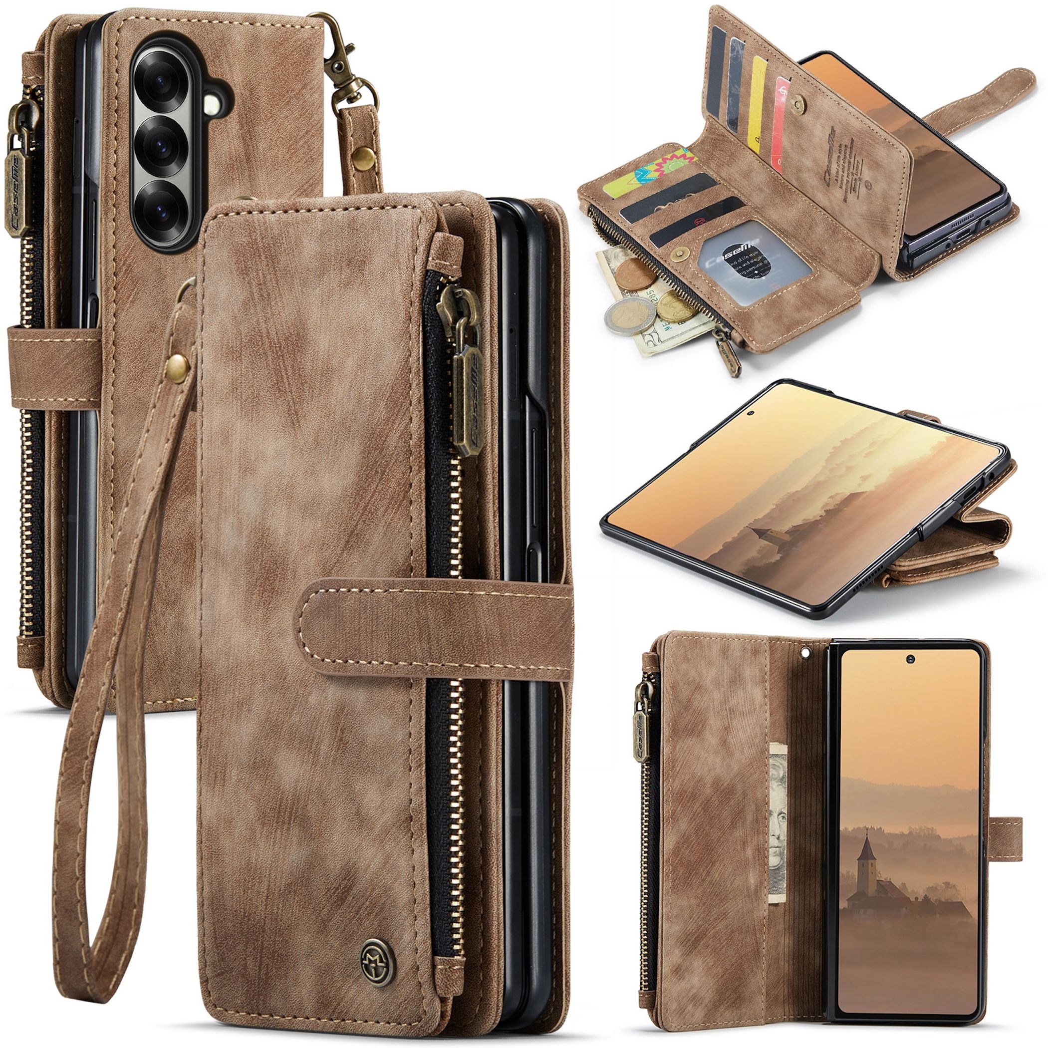 Handh&uuml;lle Klapph&uuml;lle f&uuml;r Samsung Galaxy Z Fold8 Ultra Kunstleder Rei&szlig;verschluss - Bild 1