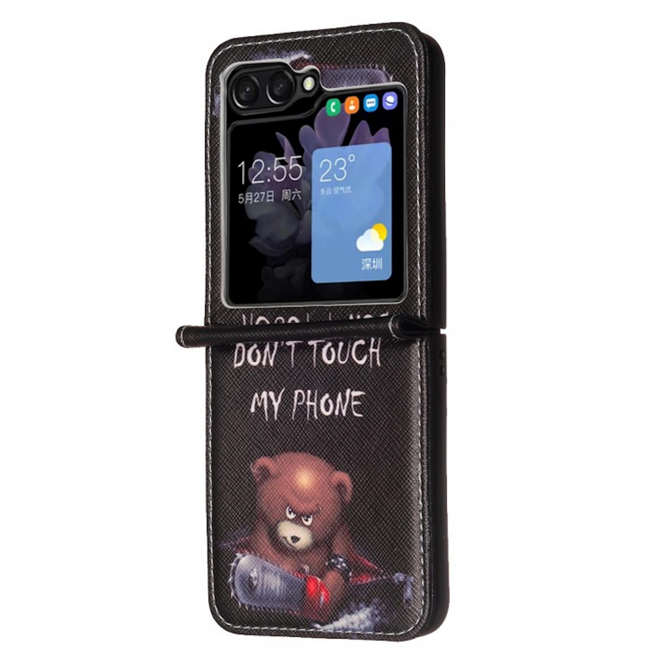Handy H&uuml;lle Kunstleder f&uuml;r Samsung Galaxy Z Flip8 5G B&auml;r Motiv - Bild 1