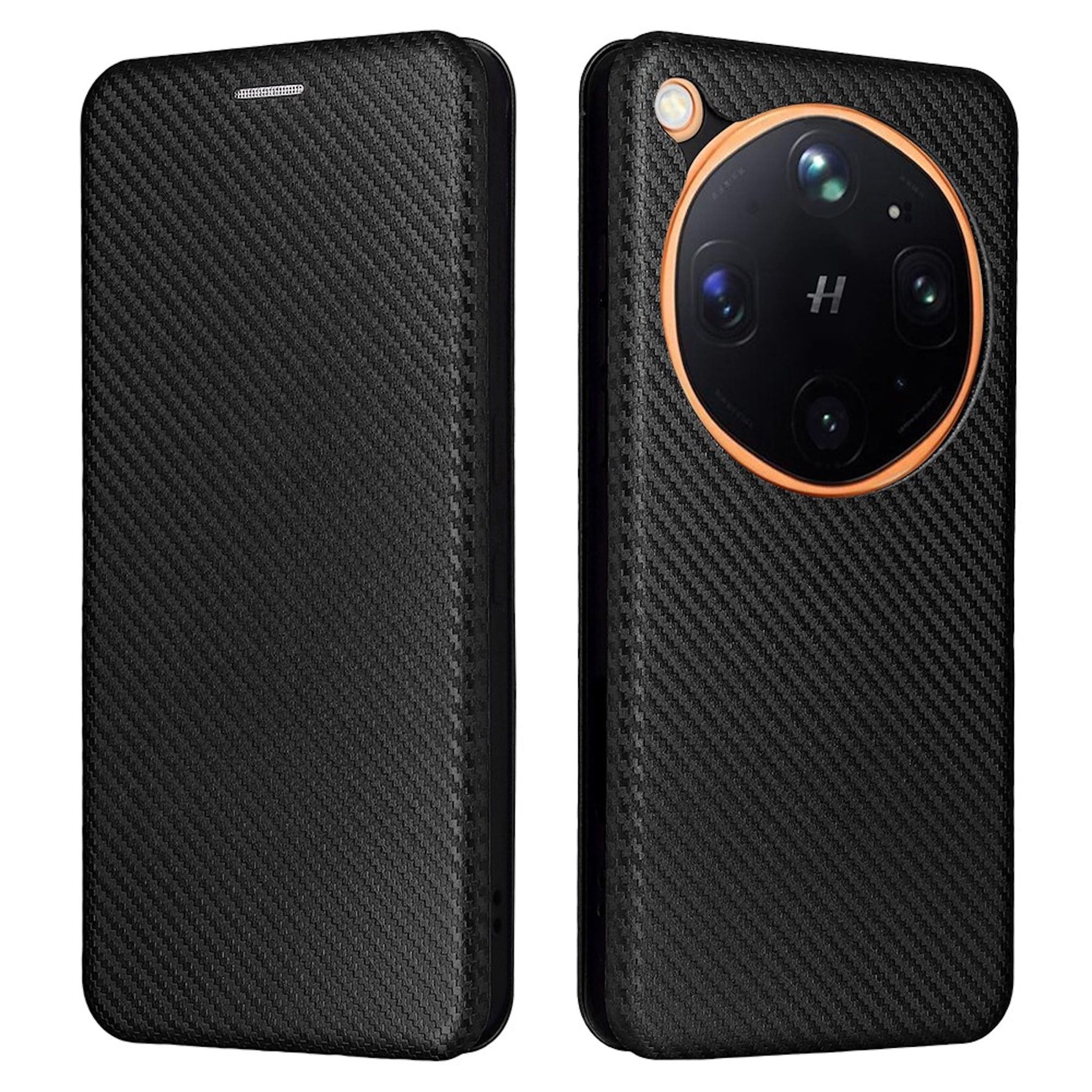 Handyh&uuml;lle Kunstleder f&uuml;r Oppo Find X9 Ultra 5G Carbon Schutz Flip Cover Schwarz - Bild 1