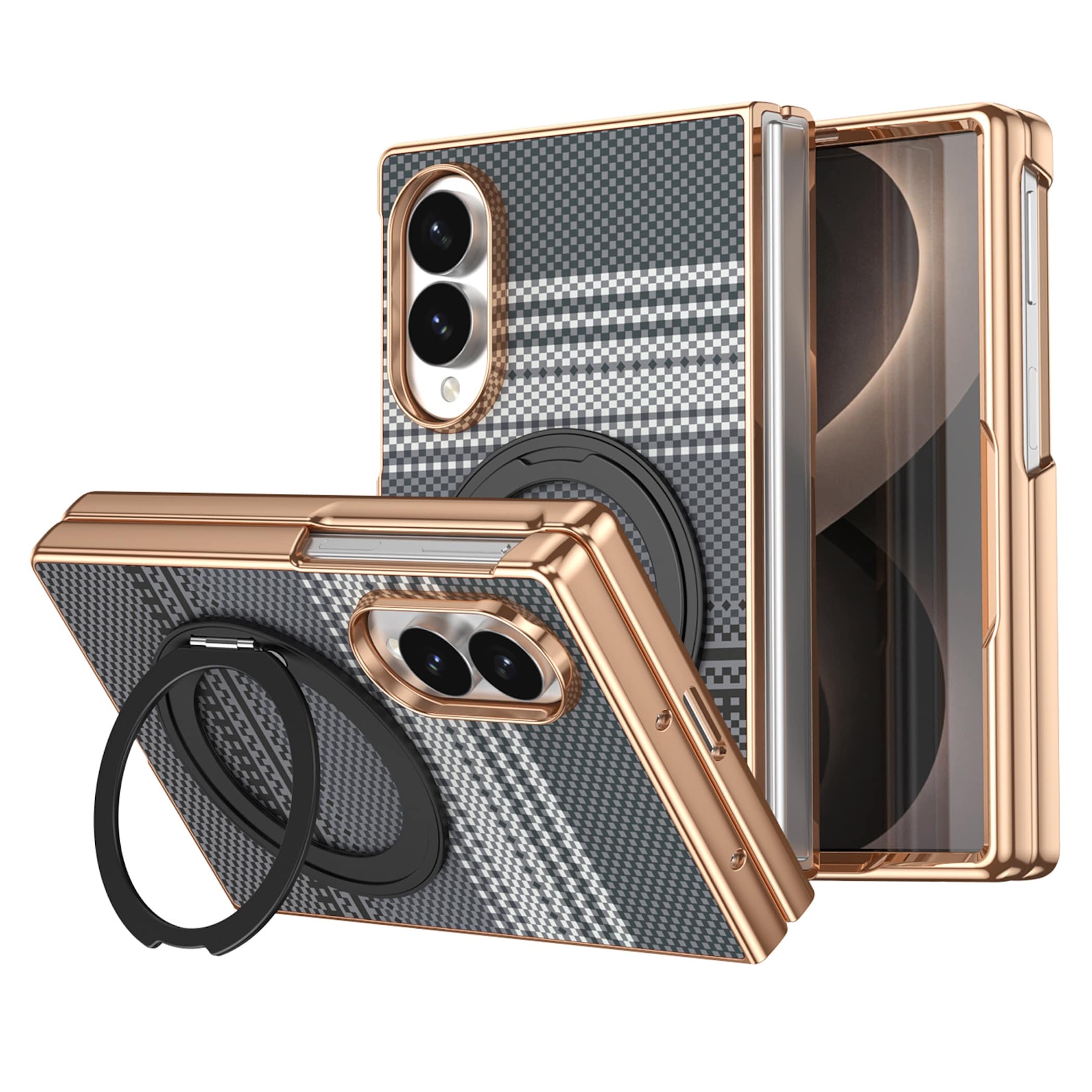 Handyh&uuml;lle Samsung Galaxy Z Fold8 5G Dreh Kipp St&auml;nder Magnetring H9 Schutzglas - Bild 1