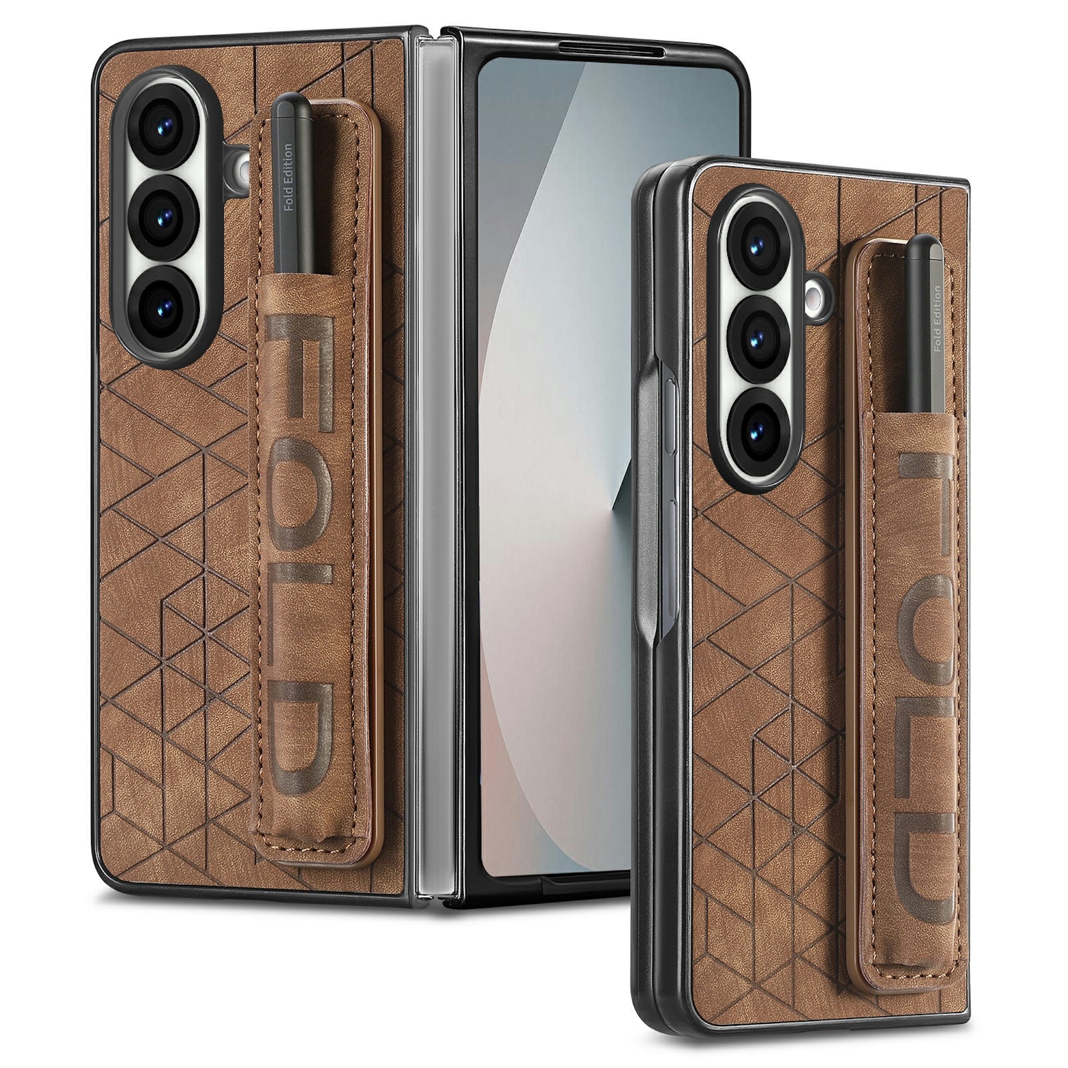 Handyh&uuml;lle Stifthalter Armband f&uuml;r Samsung Galaxy Z Fold8 Ultra 5G Full Braun - Bild 1