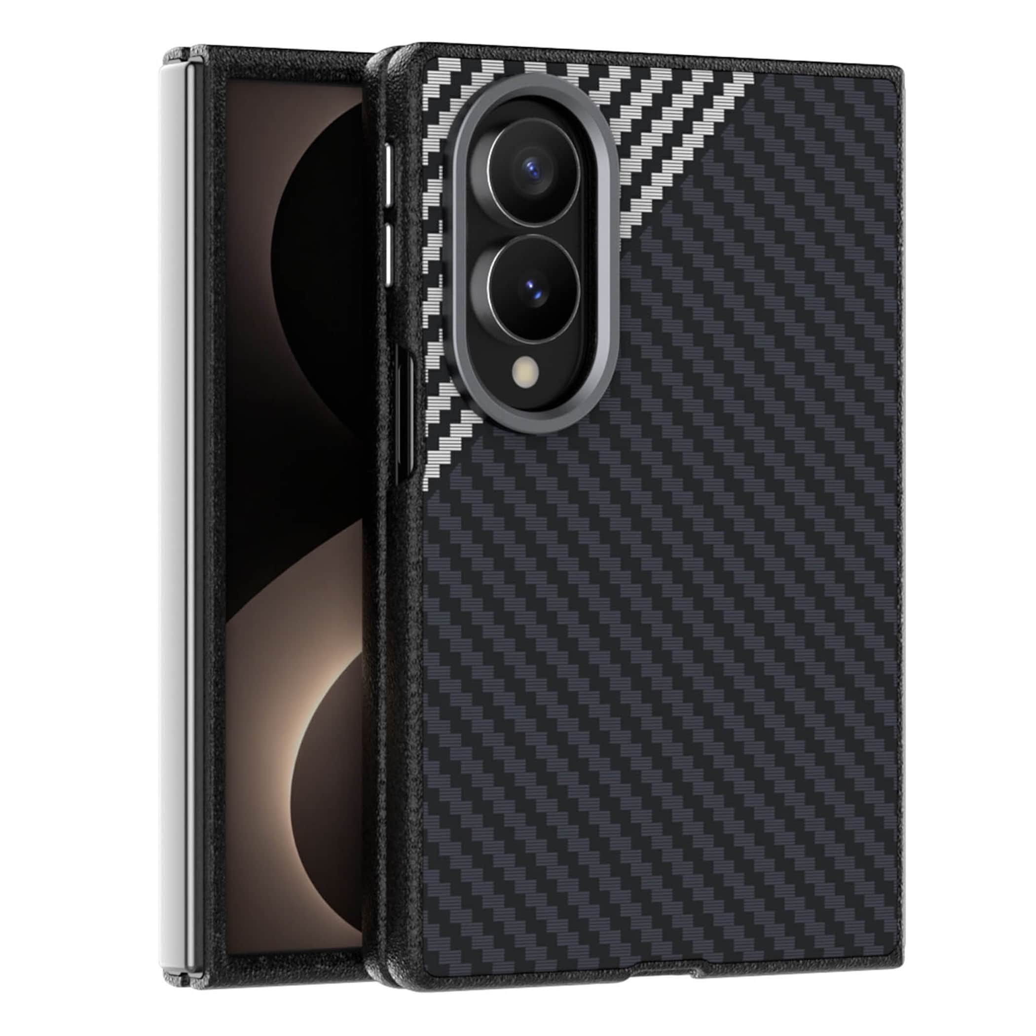 Handyh&uuml;lle Design PC TPU f&uuml;r Samsung Galaxy Z Fold8 5G Carbon Optik Kameraschutz - Bild 1
