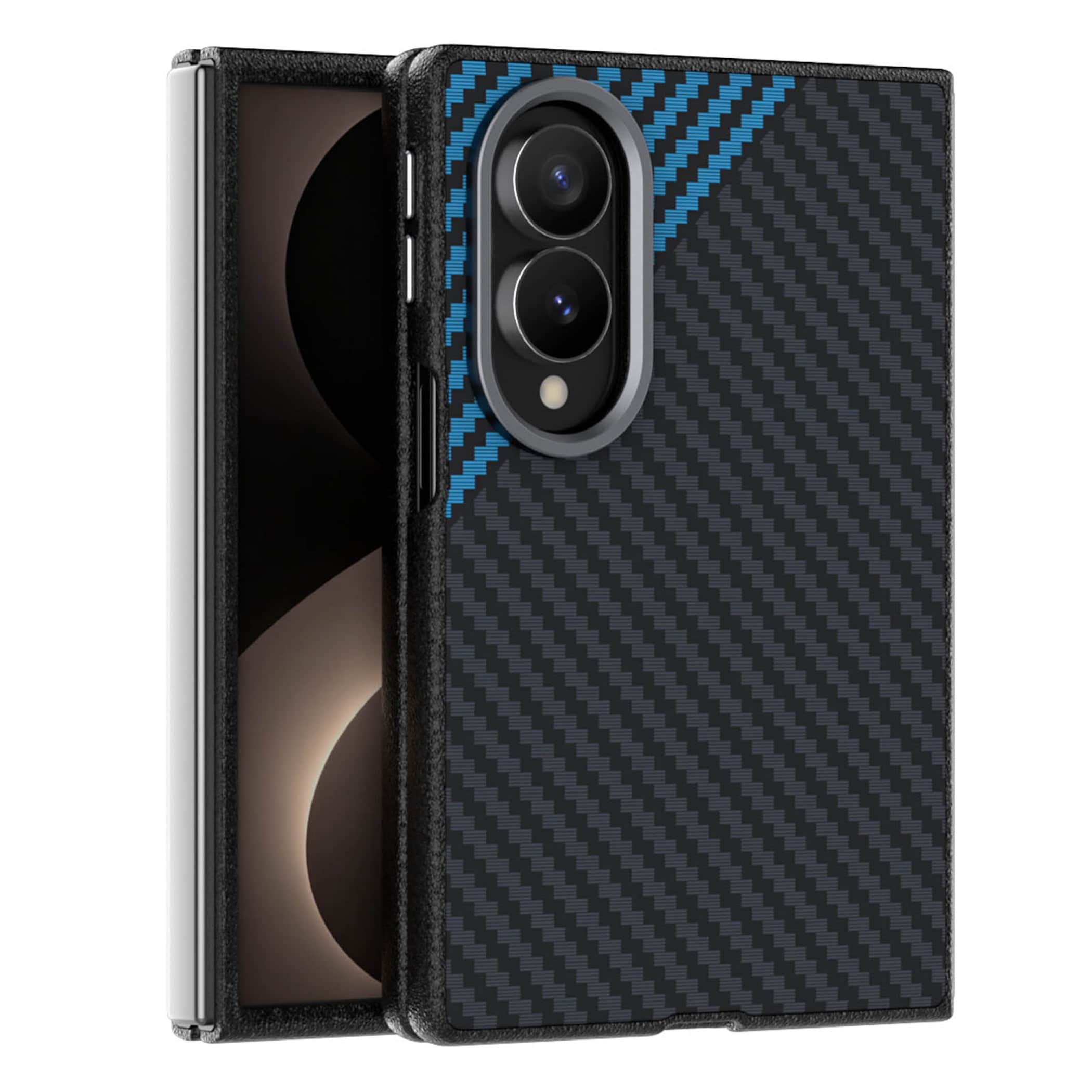 Handyh&uuml;lle Design PC TPU f&uuml;r Samsung Galaxy Z Fold8 5G Carbon Optik Kameraschutz - Bild 1