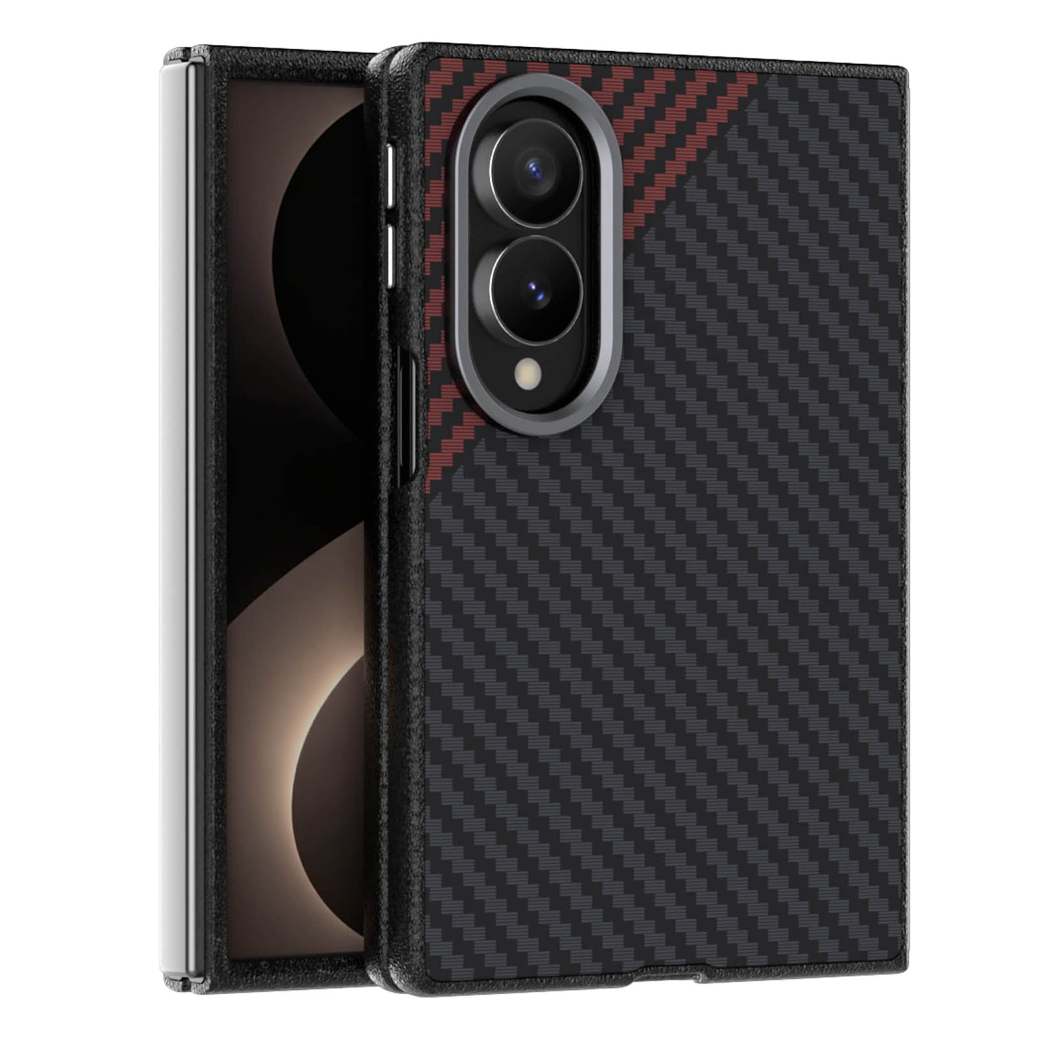 Handyh&uuml;lle Design PC TPU f&uuml;r Samsung Galaxy Z Fold8 5G Carbon Optik Kameraschutz - Bild 1
