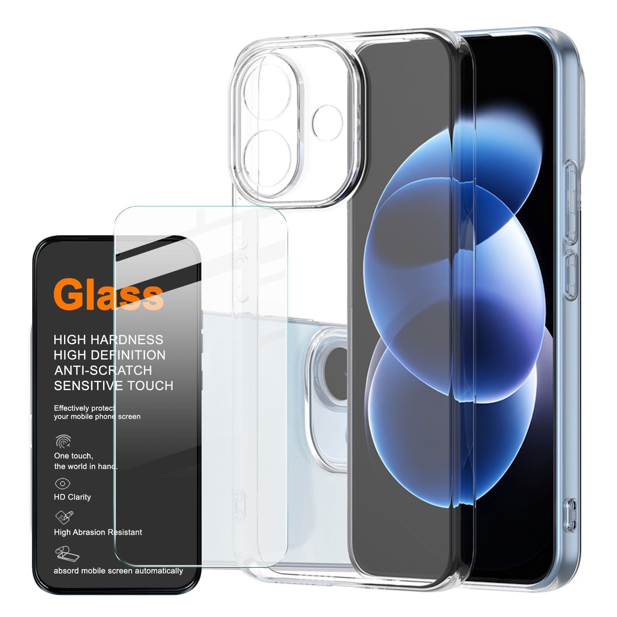 Handyh&uuml;lle + 9H Schutzglas f&uuml;r Xiaomi Redmi Note 17 Pro 5G TPU Set Transparent - Bild 1