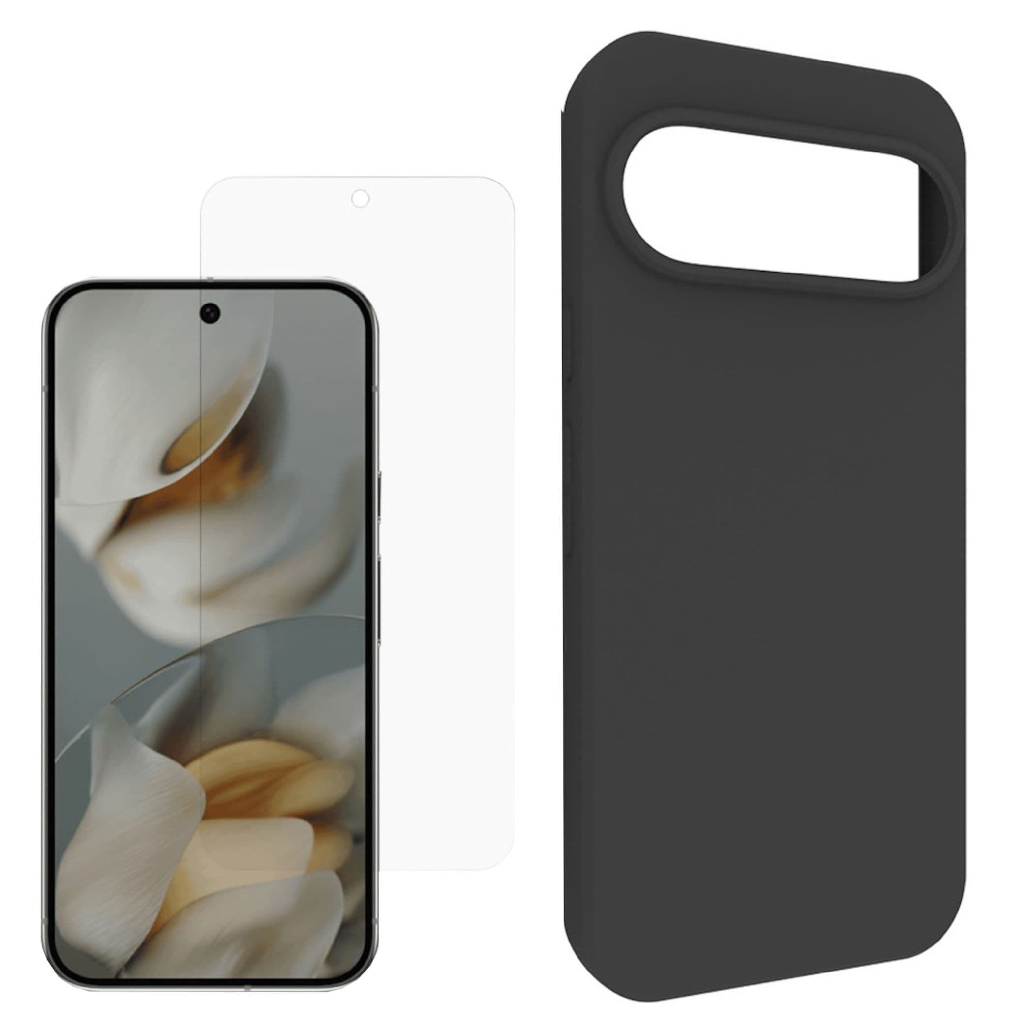 Handyh&uuml;lle + Schutzglas f&uuml;r Google Pixel 11 Pro XL TPU Set 2 in 1 Bundle Schwarz - Bild 1