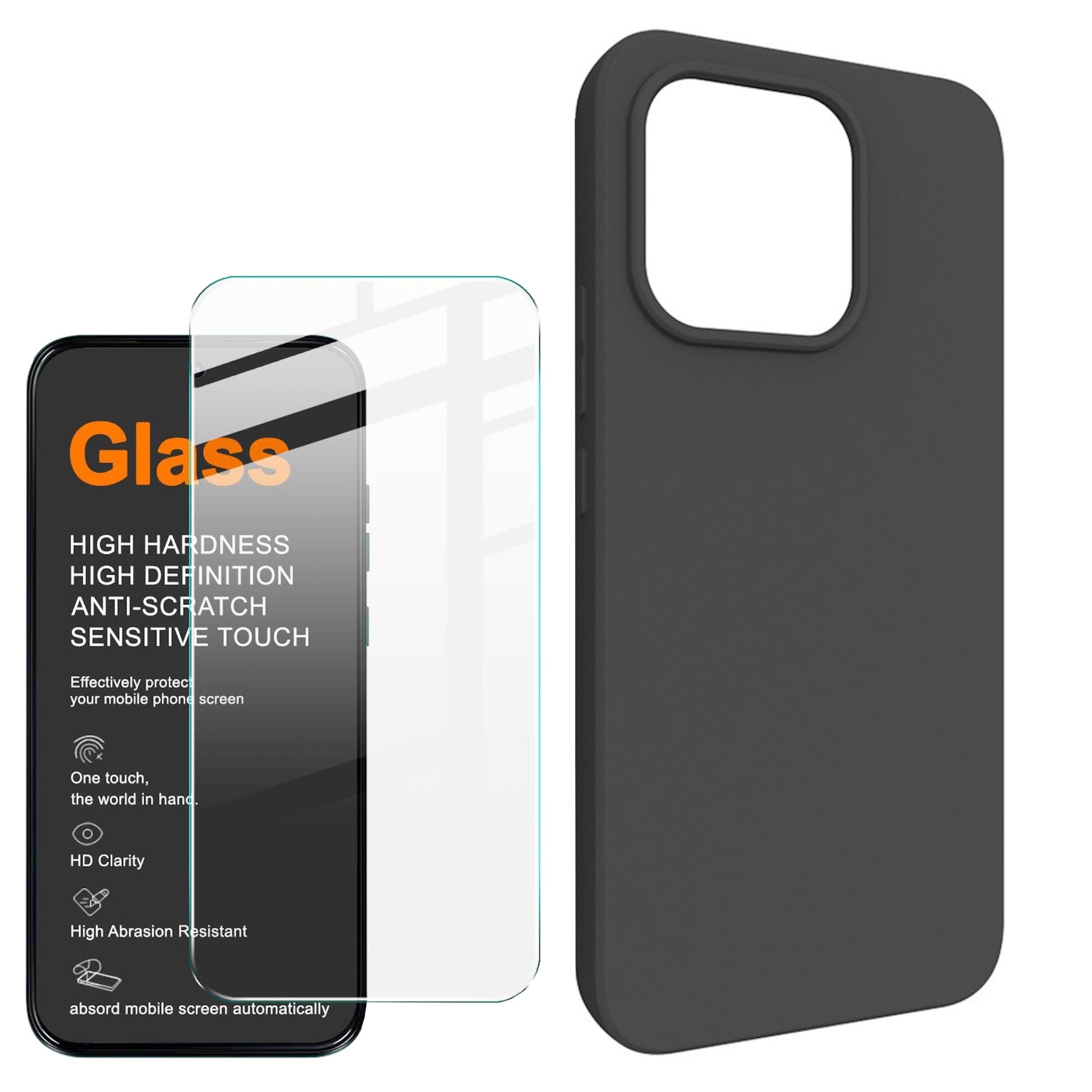 Handyh&uuml;lle + Schutzglas f&uuml;r Xiaomi Redmi Note 17 Pro 5G TPU Set 2 in 1 Schwarz - Bild 1