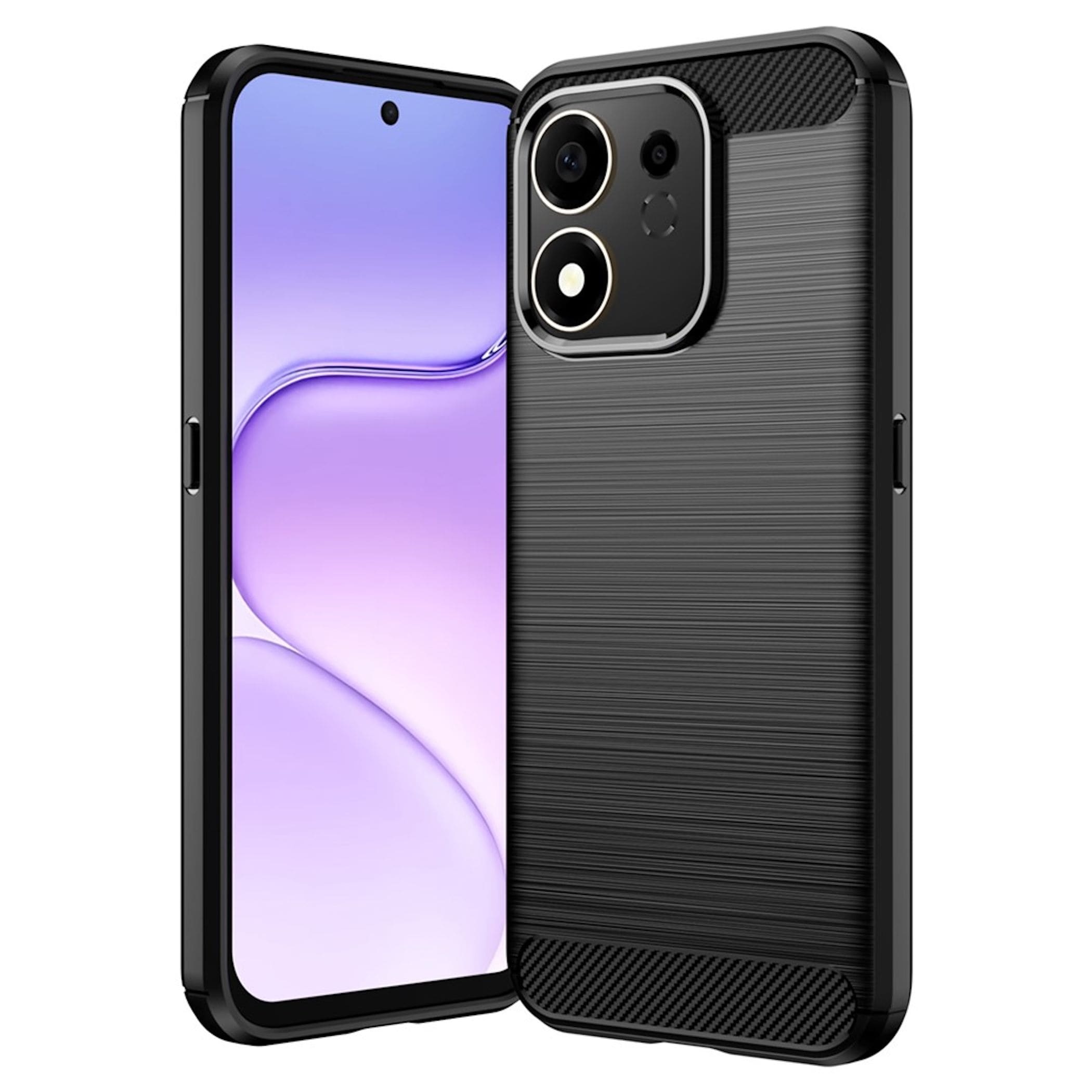 Handy H&uuml;lle f&uuml;r Honor 600 Smart 5G / X7e Plus 5G Carbon Design Sto&szlig;fest Schwarz - Bild 1