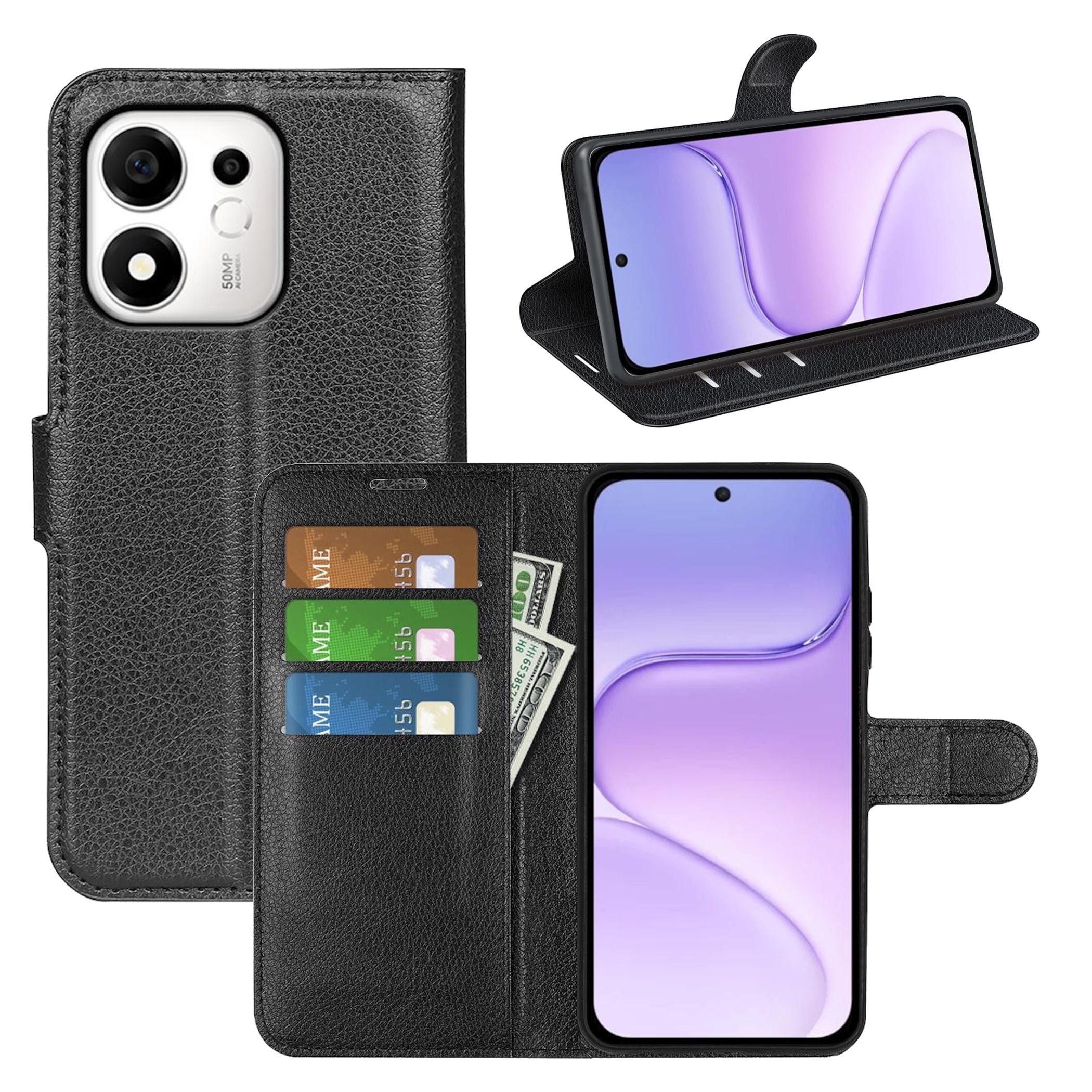 Handy H&uuml;lle Klapph&uuml;lle f&uuml;r Honor 600 Smart 5G Kunstleder Flip Wallet Tasche - Bild 1