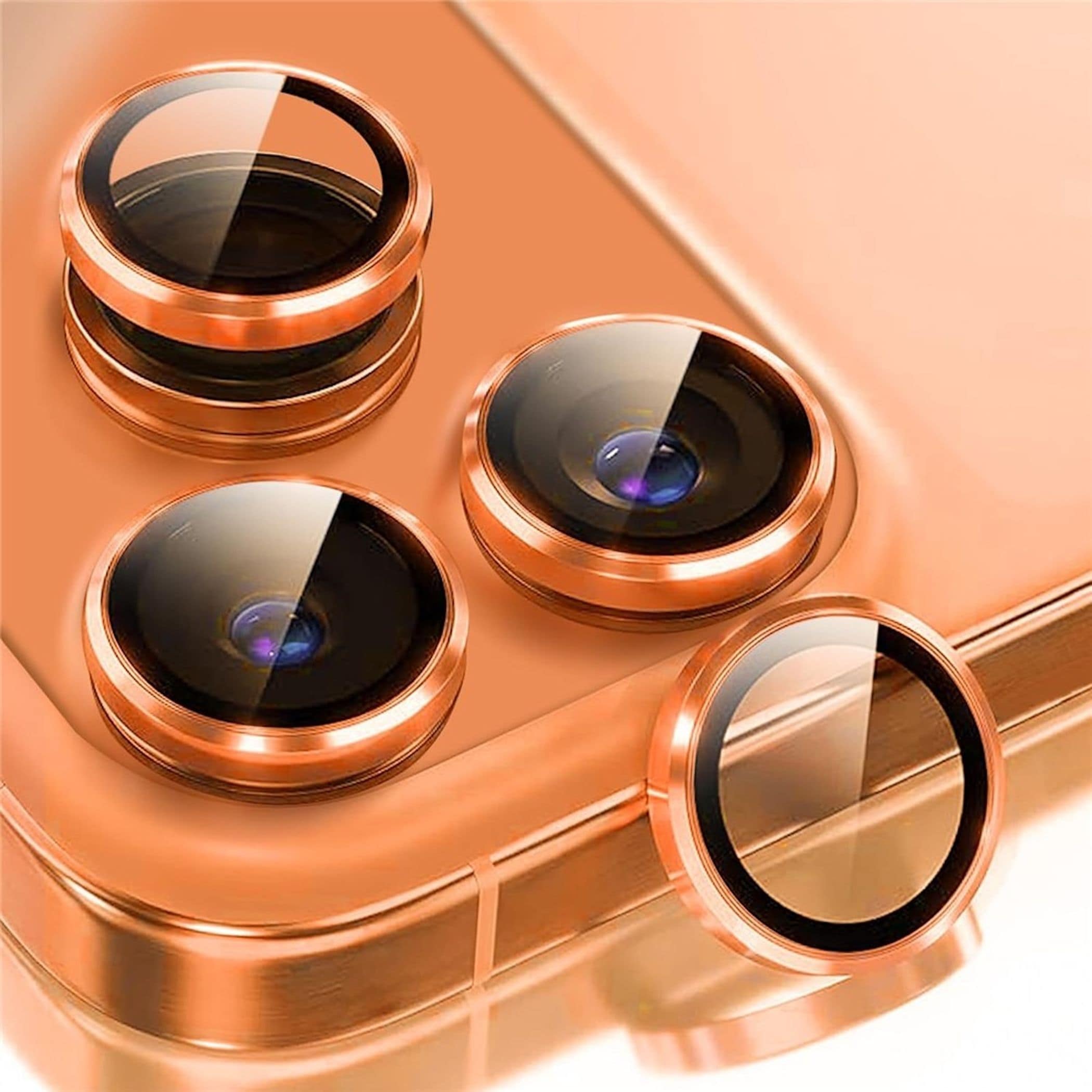 Kamera Schutzglas Linsenschutz f&uuml;r Apple iPhone 18 Pro 9H Glas Orange - Bild 1