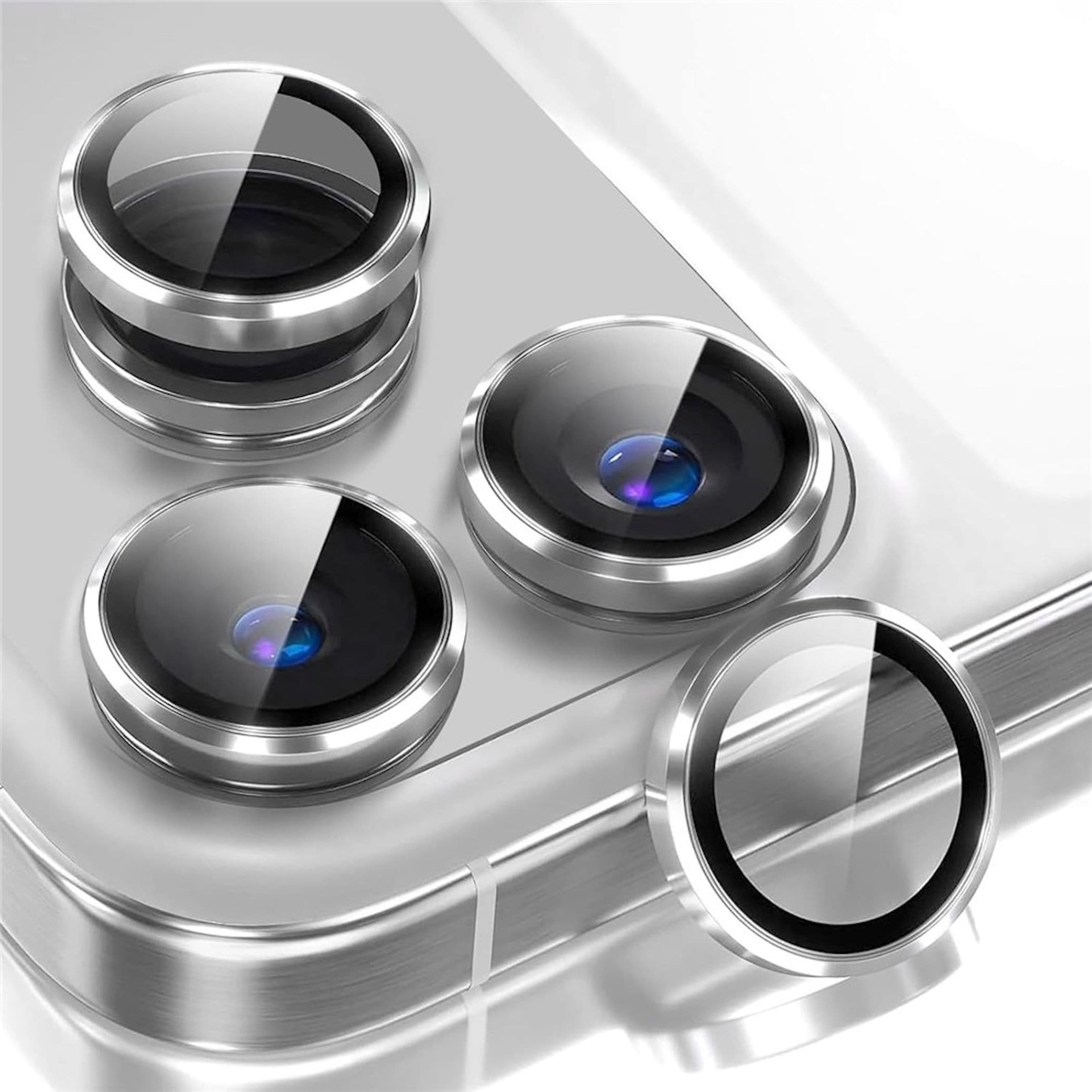 Kamera Schutzglas Linsenschutz f&uuml;r Apple iPhone 18 Pro Max 9H Glas Silber - Bild 1