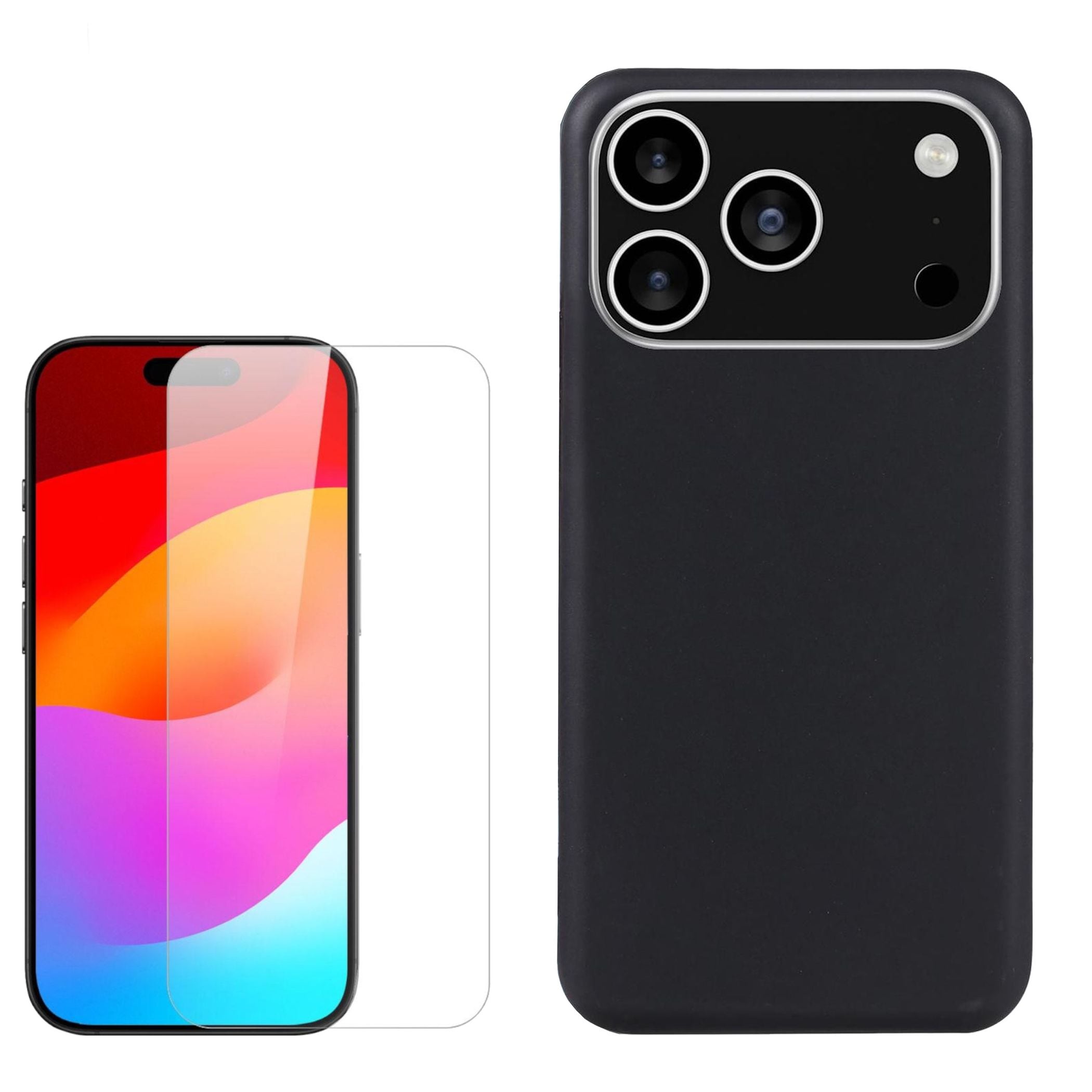 Silikon Handyh&uuml;lle + Schutzglas f&uuml;r Apple iPhone 18 Pro Max TPU Set Schwarz - Bild 1