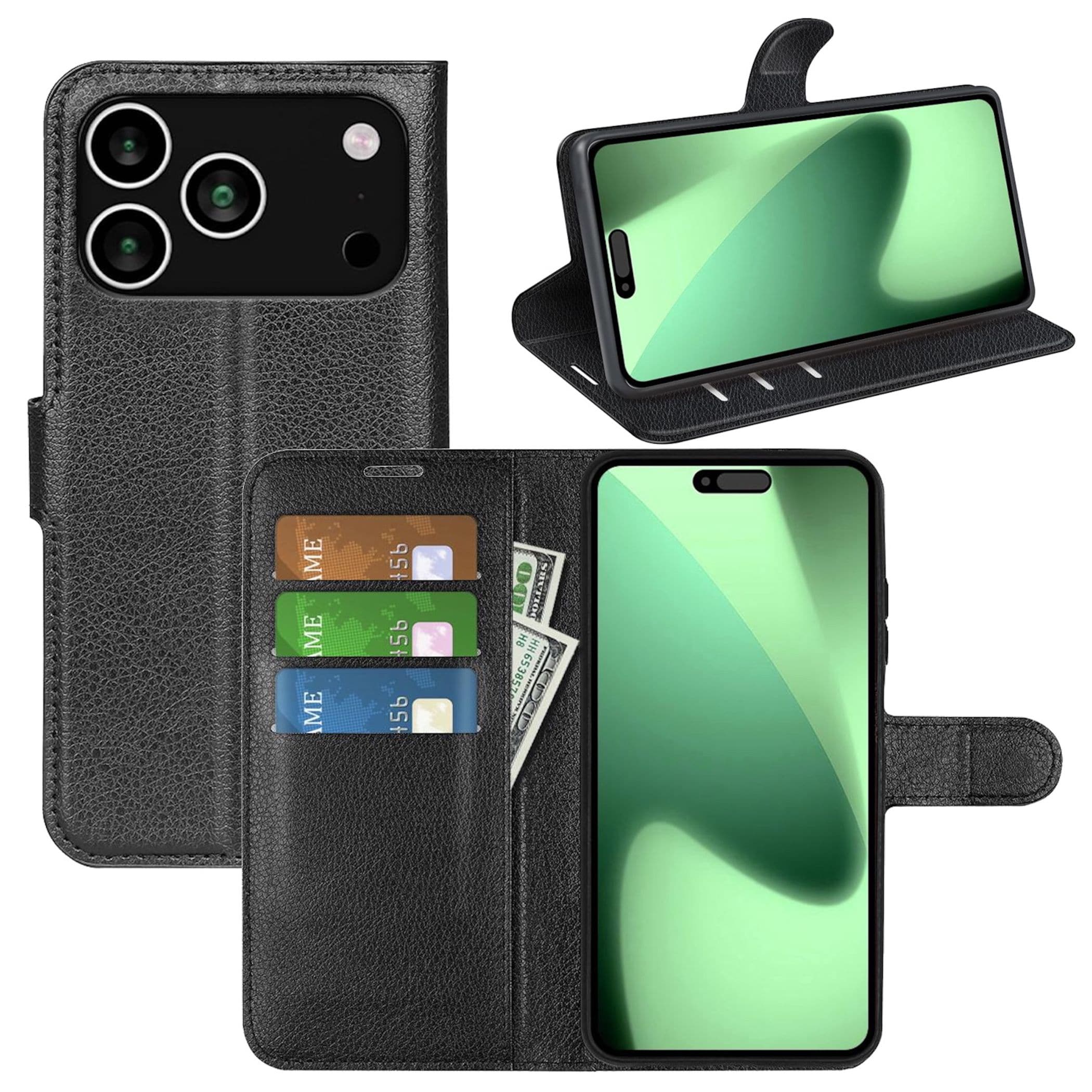 Handy H&uuml;lle Klapph&uuml;lle f&uuml;r Apple iPhone 18 Pro Kunstleder Book Wallet Tasche - Bild 1