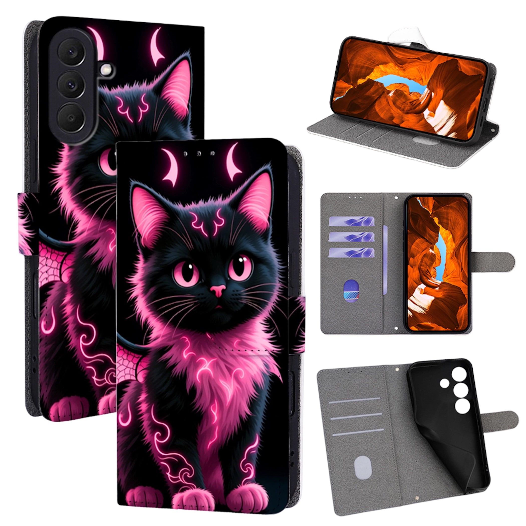 Handyh&uuml;lle Klapp Tasche Samsung Galaxy A18 / A17 4G / 5G  Kunstleder Book Design - Bild 1