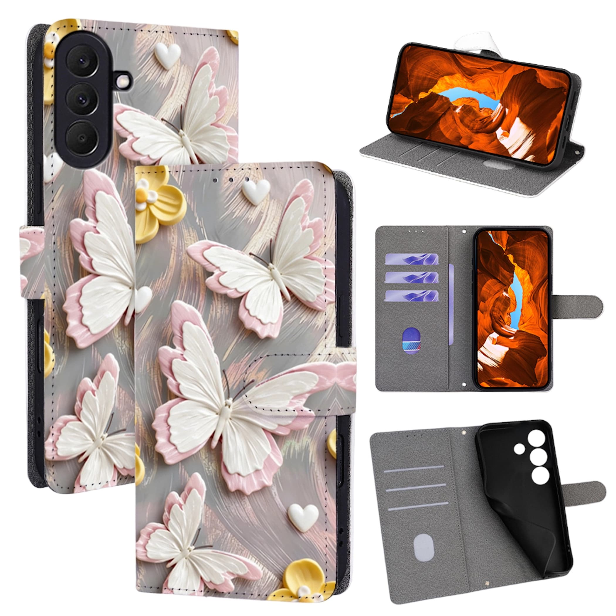 Handyh&uuml;lle Klapp Tasche Samsung Galaxy A18 / A17 4G / 5G  Kunstleder Book Design - Bild 1